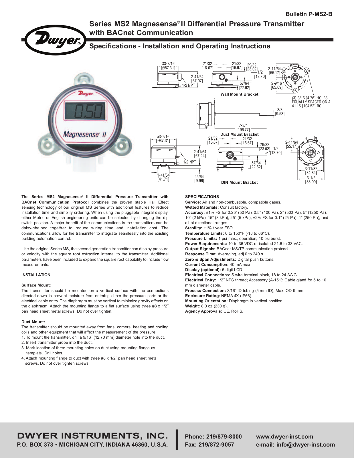 Dwyer MS2-B User Manual