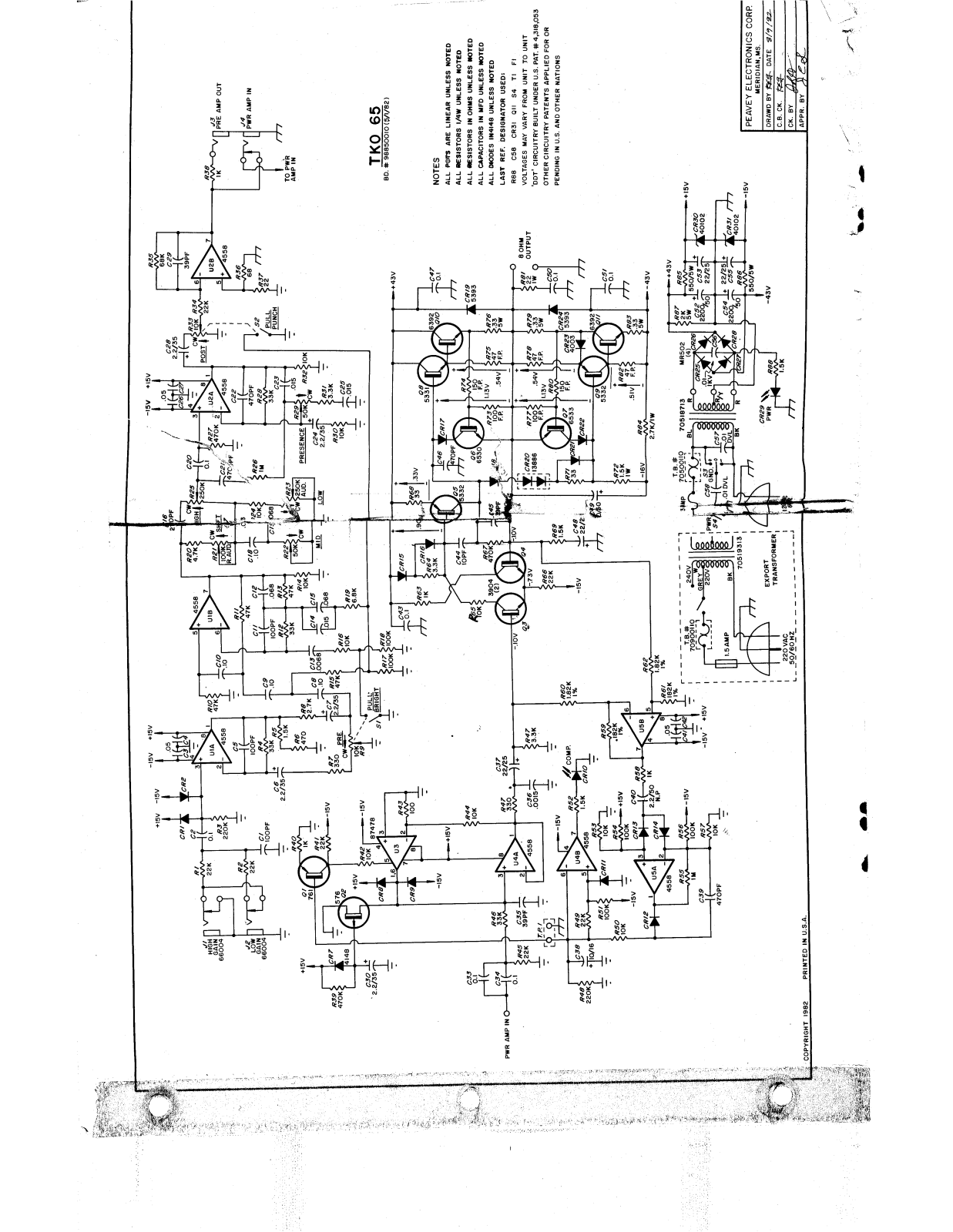 Peavey TKO-65 Schematic