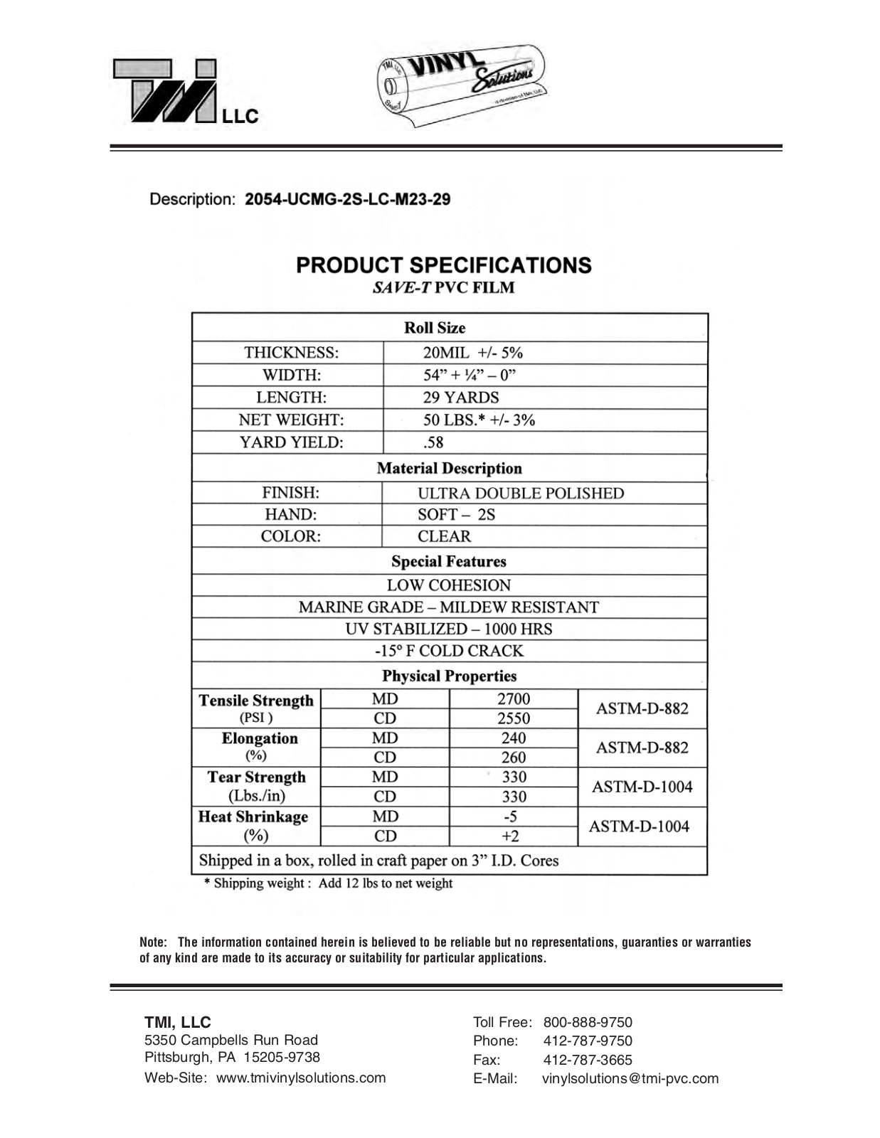 Tmi 2054-UCMG-2S-LC-M23-58 User Manual