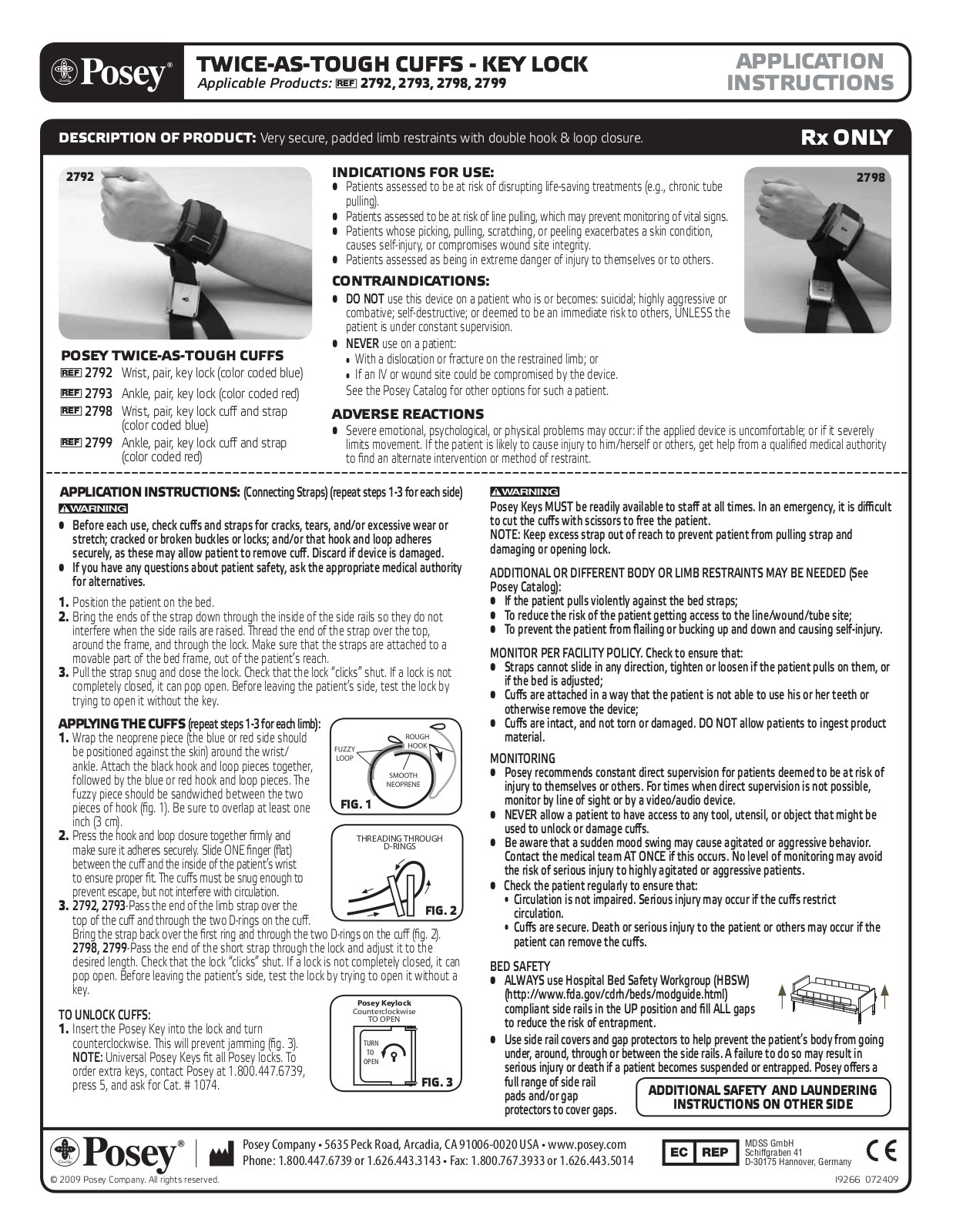 Posey Locking Twice-as-Tough Cuffs User Manual