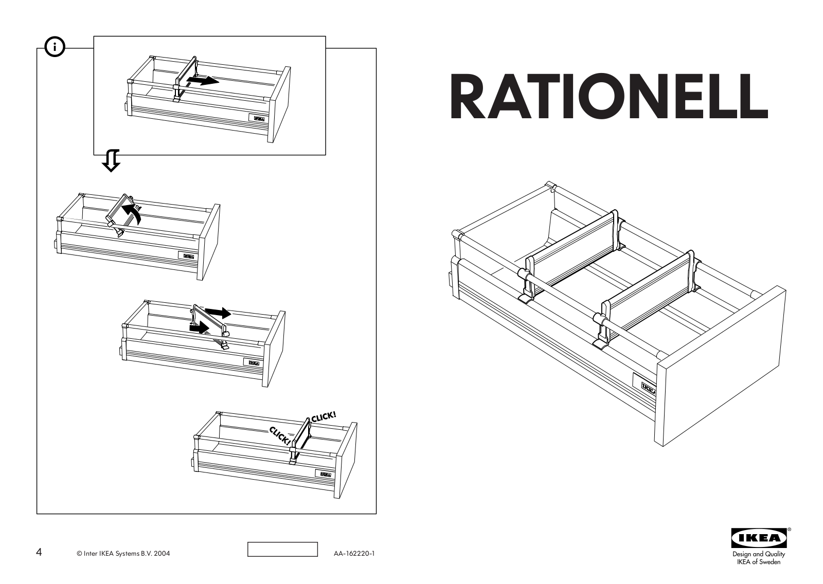 IKEA RATIONELL DIVIDER FOR DEEP DRAWER SET-2 12 Assembly Instruction