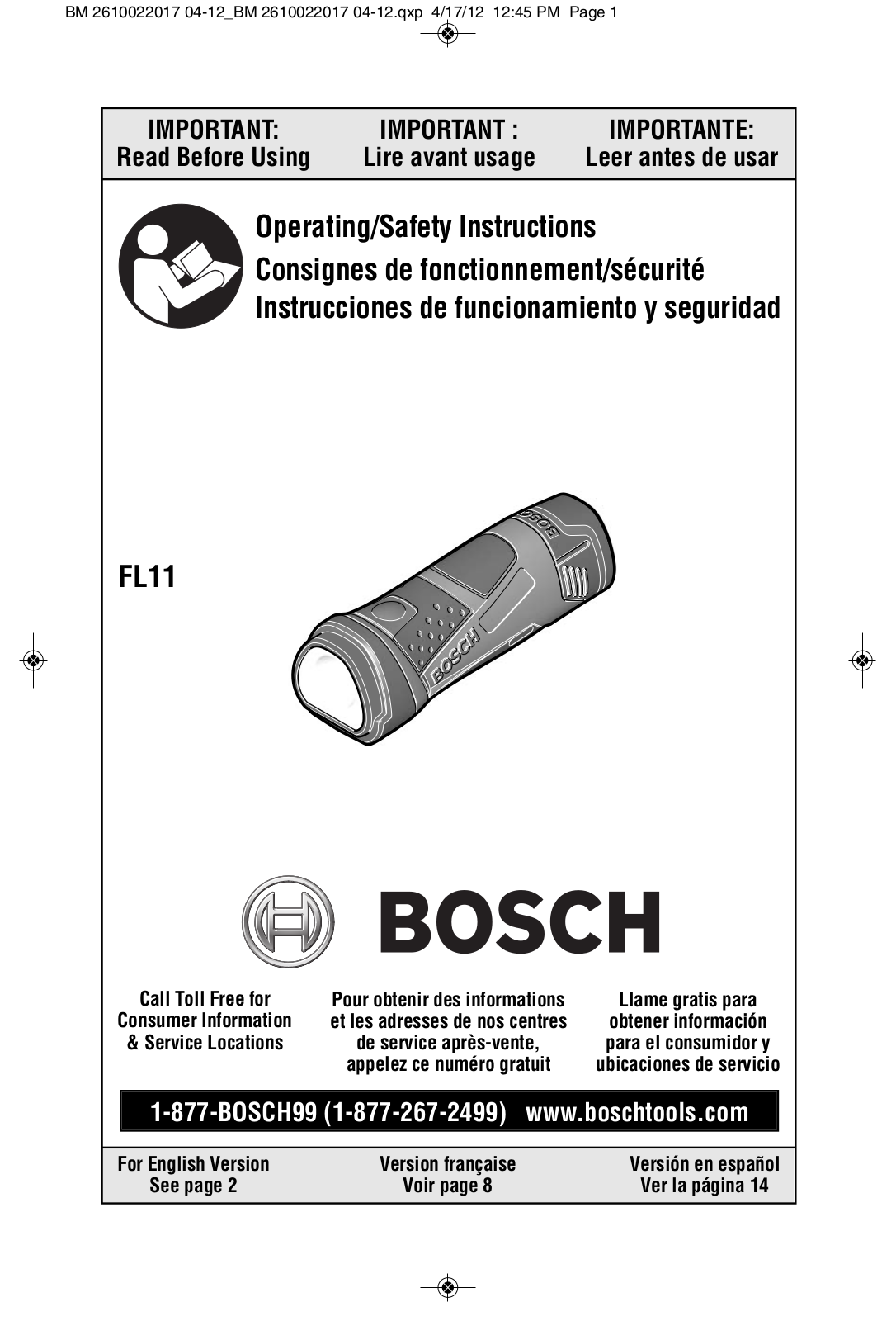 Bosch Power Tools FL11A User Manual