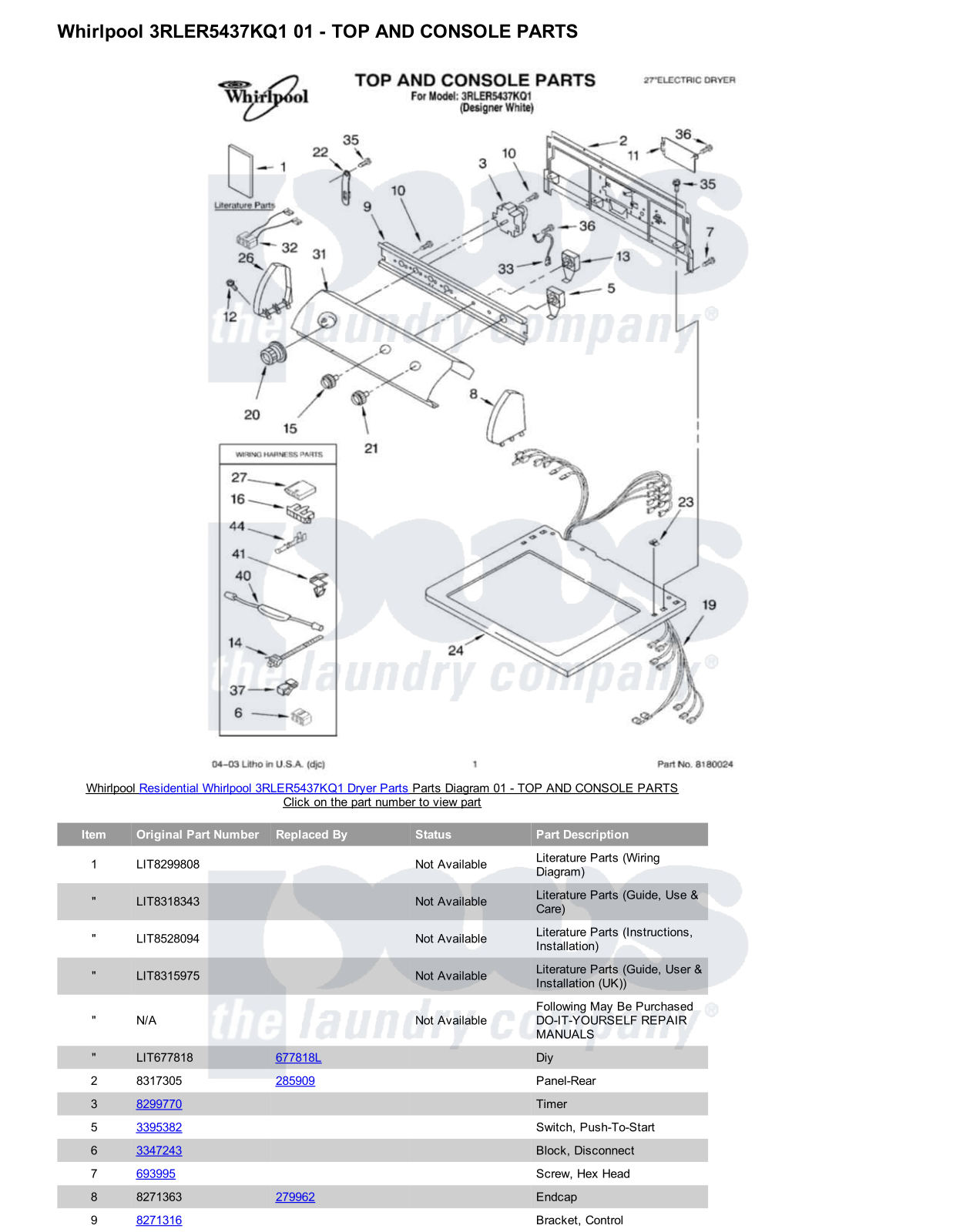 Whirlpool 3RLER5437KQ1 Parts Diagram