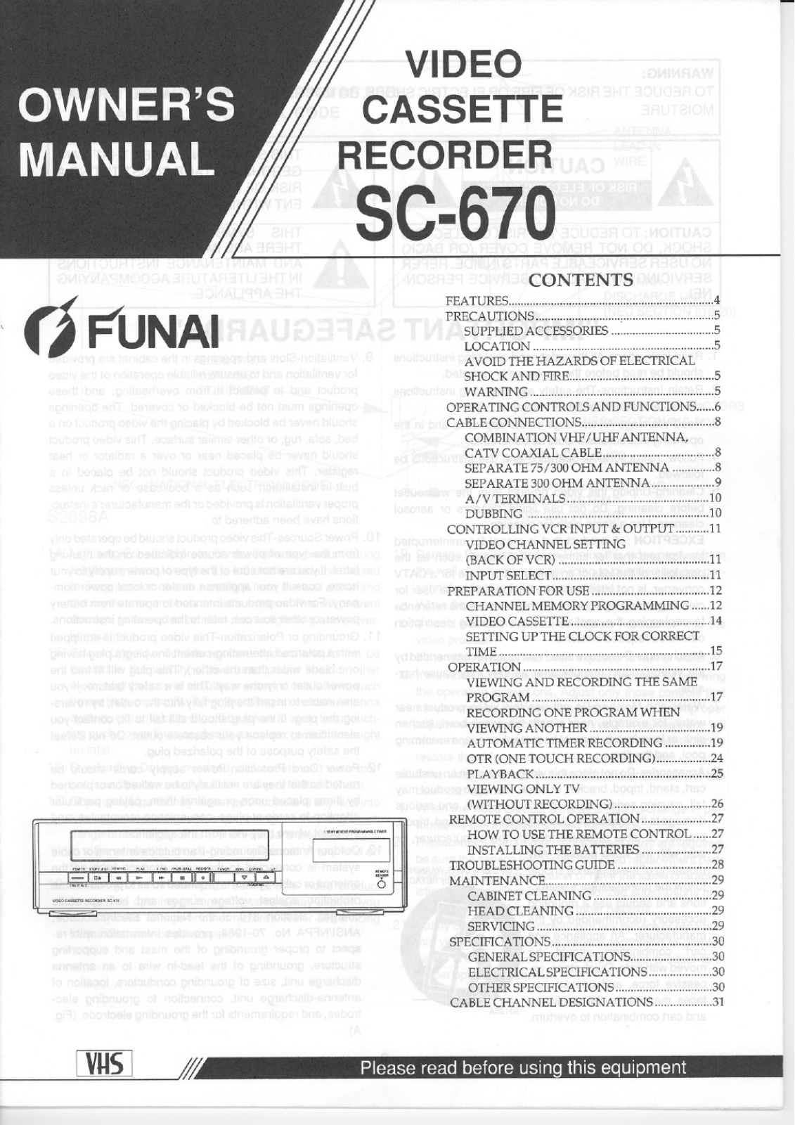 FUNAI SC670 User Manual