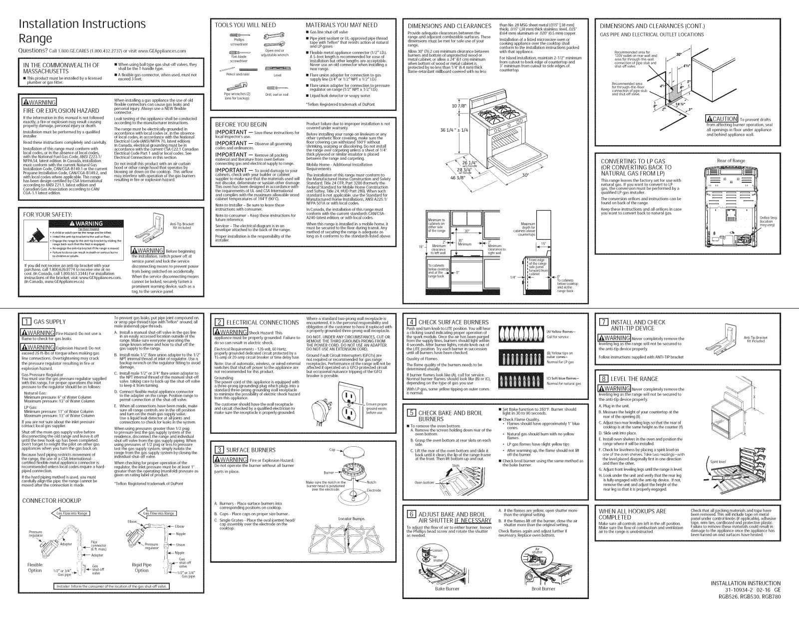 Hotpoint RGB526DEH1BB, RGB526DEH1WW, RGB526DEH2BB, RGB526DEH2WW, RGB526DEH3BB Installation Guide