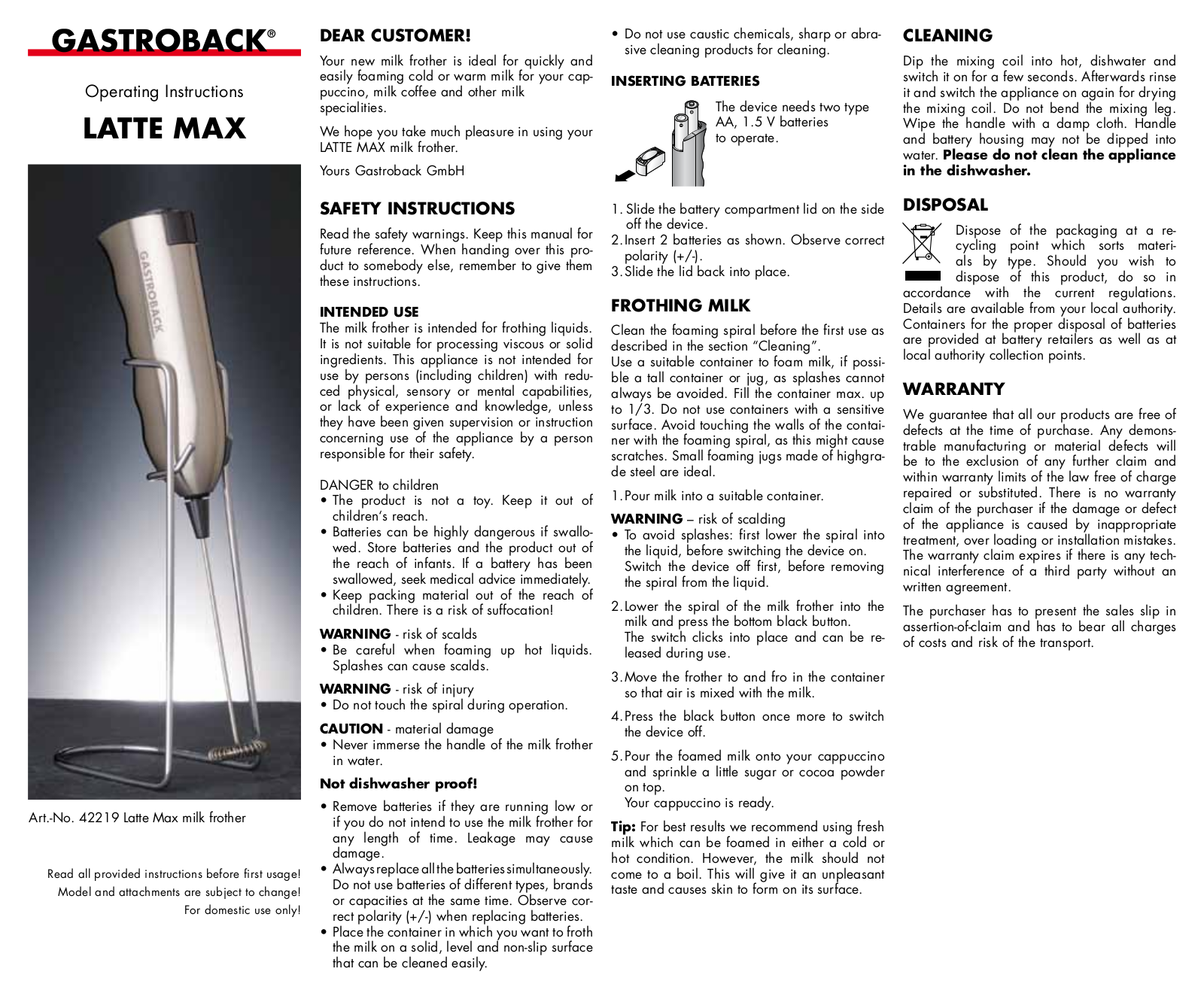 Gastroback 42219 User Manual