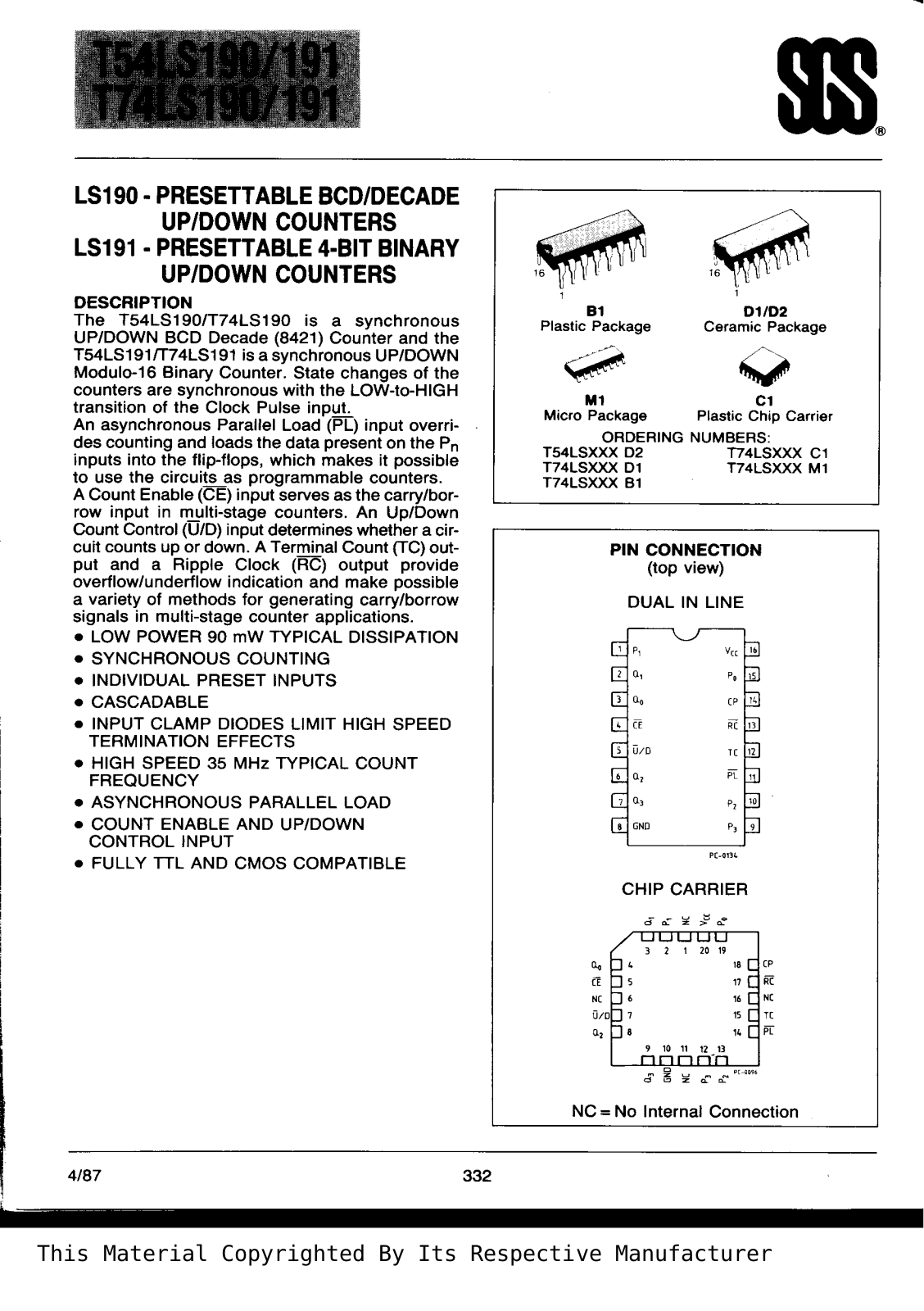 Datasheet T74LS190B1 Specification - ManualMachine.com