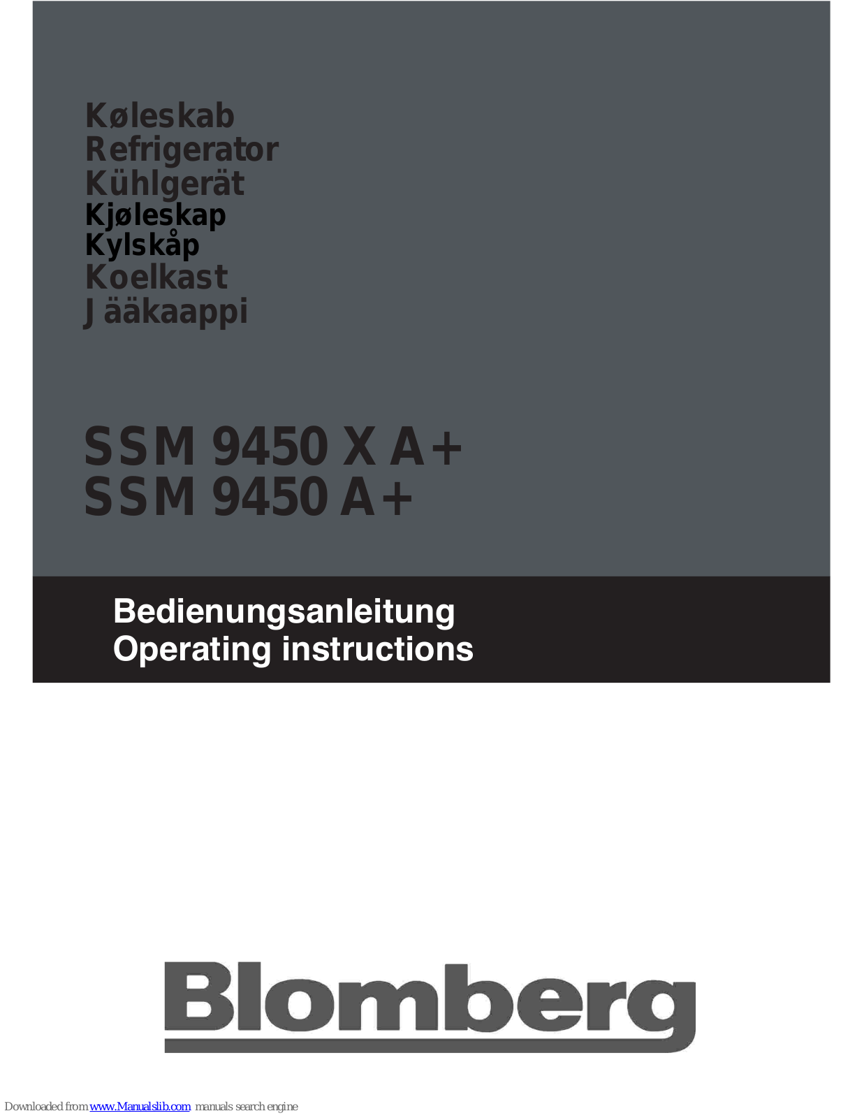 Blomberg SSM 9450 X A+, SSM 9450 A+ Operating Instructions Manual