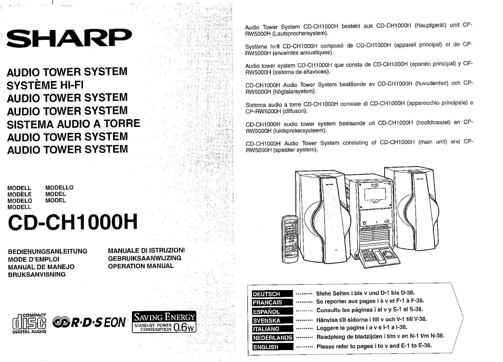 Sharp CD-CH1000H User Manual