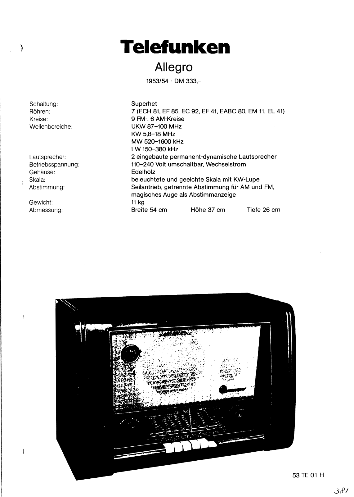 Telefunken Allegro-DM-333 Schematic