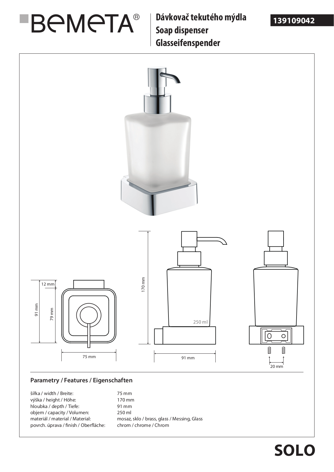 Bemeta Solo 139109042 User guide