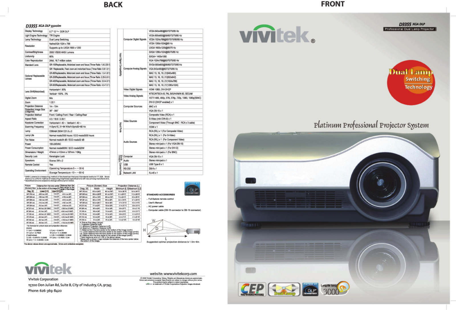 Vivitek D3355 Product Sheet