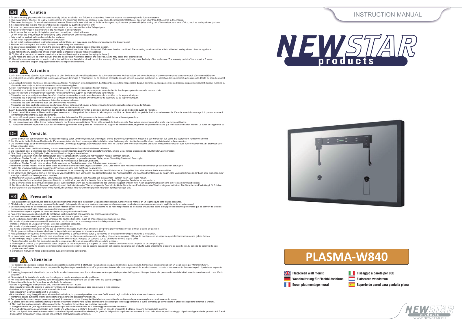 NewStar PLASMA-W840 User Manual