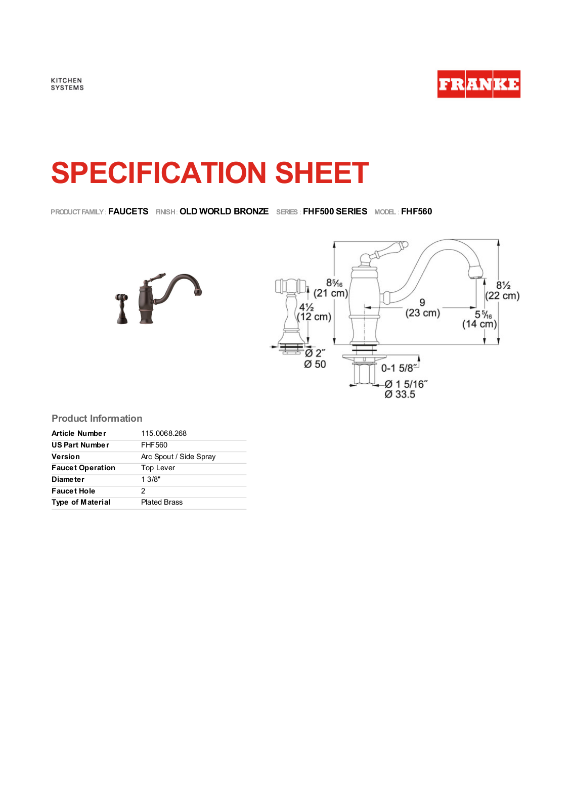 Franke Foodservice FHF560 User Manual