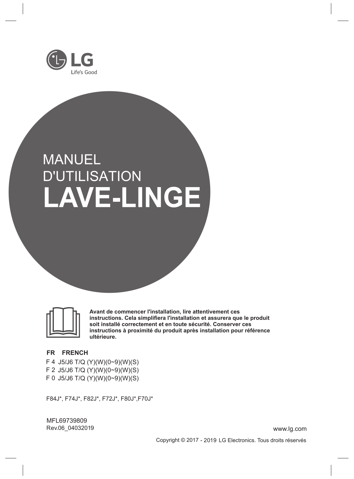 LG F84J60WHS User manual