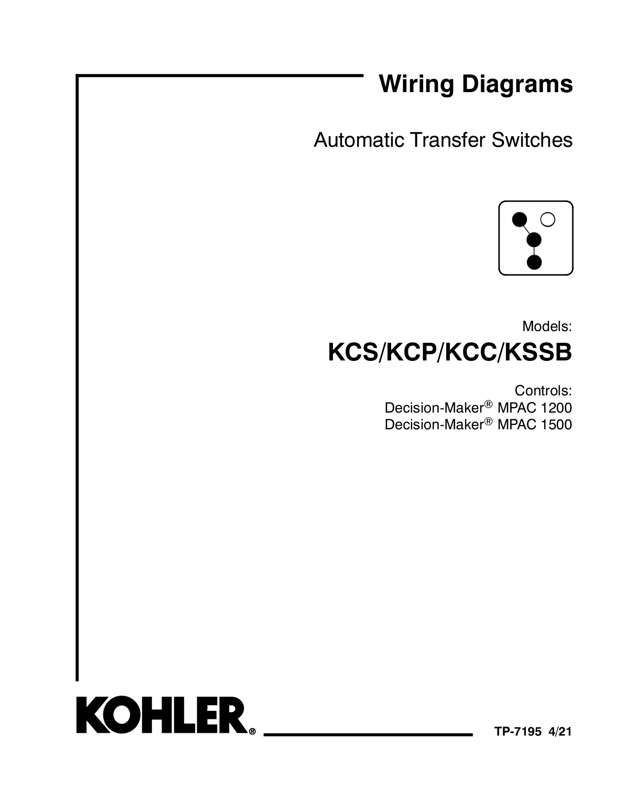 Kohler KCS, KCP, KCC, KSSB Diagram