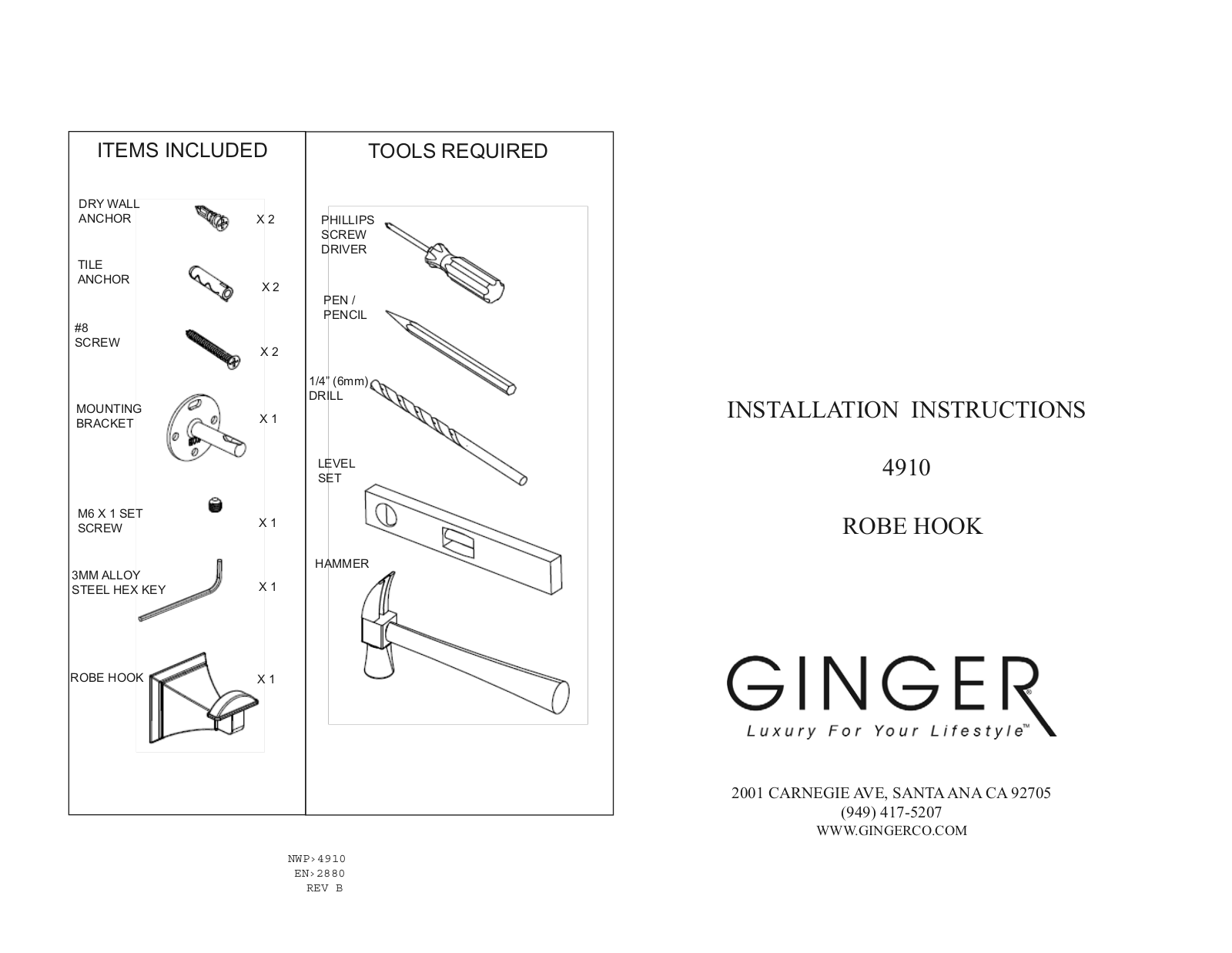 Ginger GIN1369 Installation & Assembly - ManualMachine.com