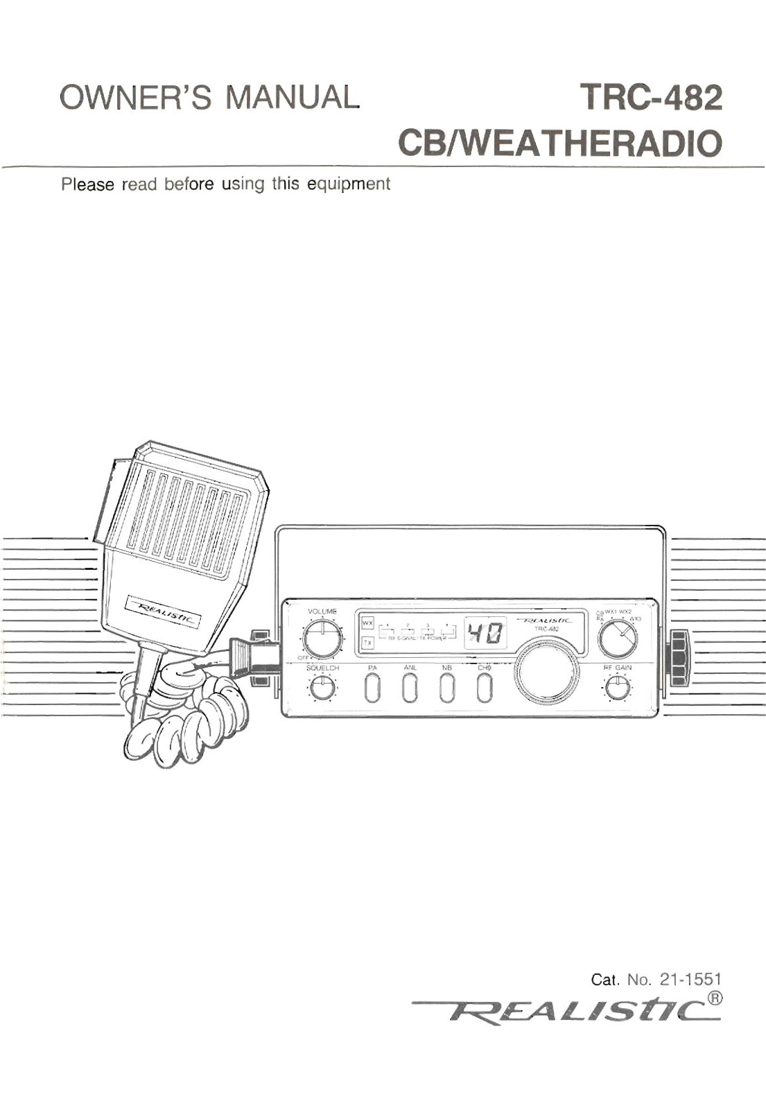 Realistic   RadioShack TRC-482 Owner Manual