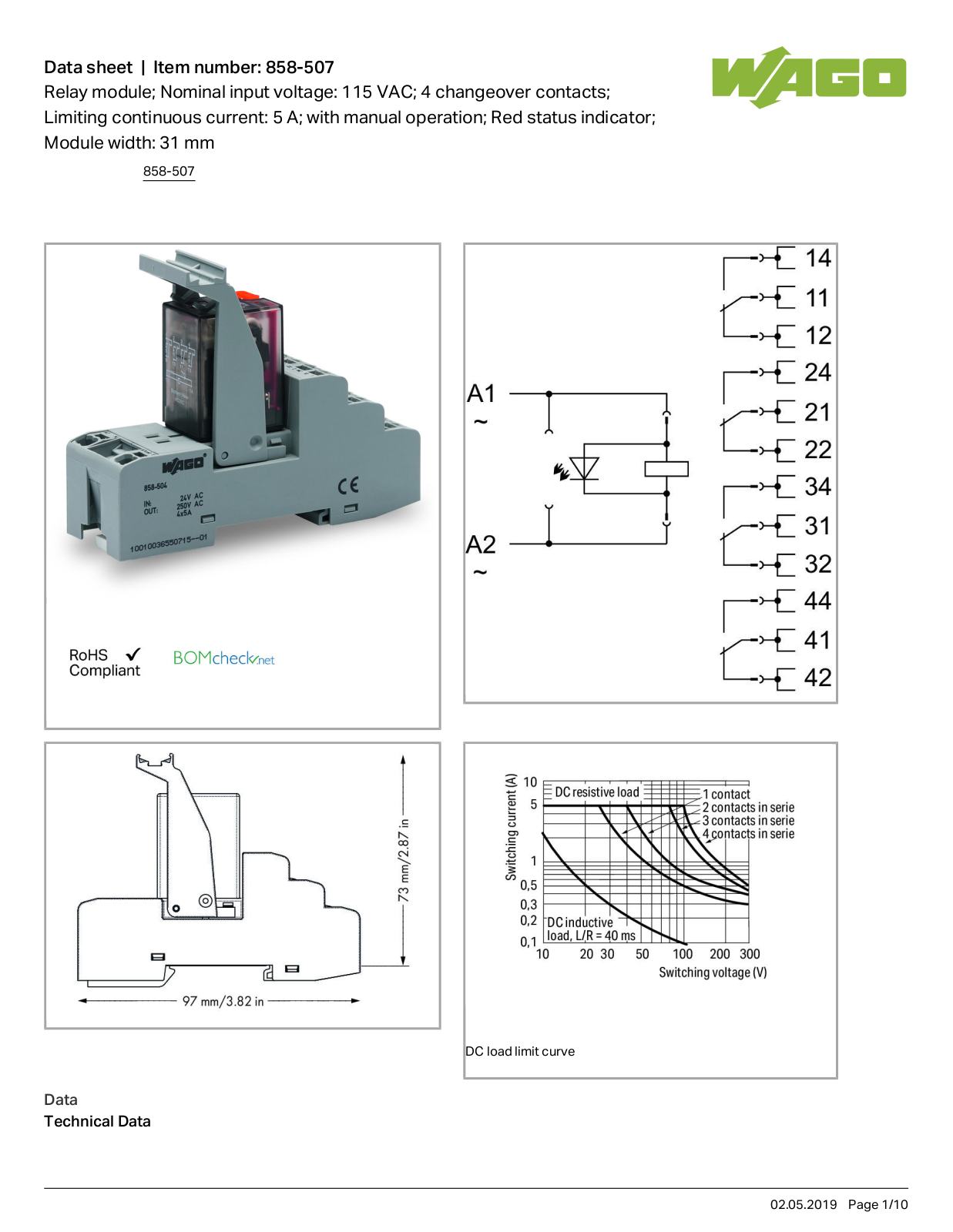 Wago 858-507 Data Sheet