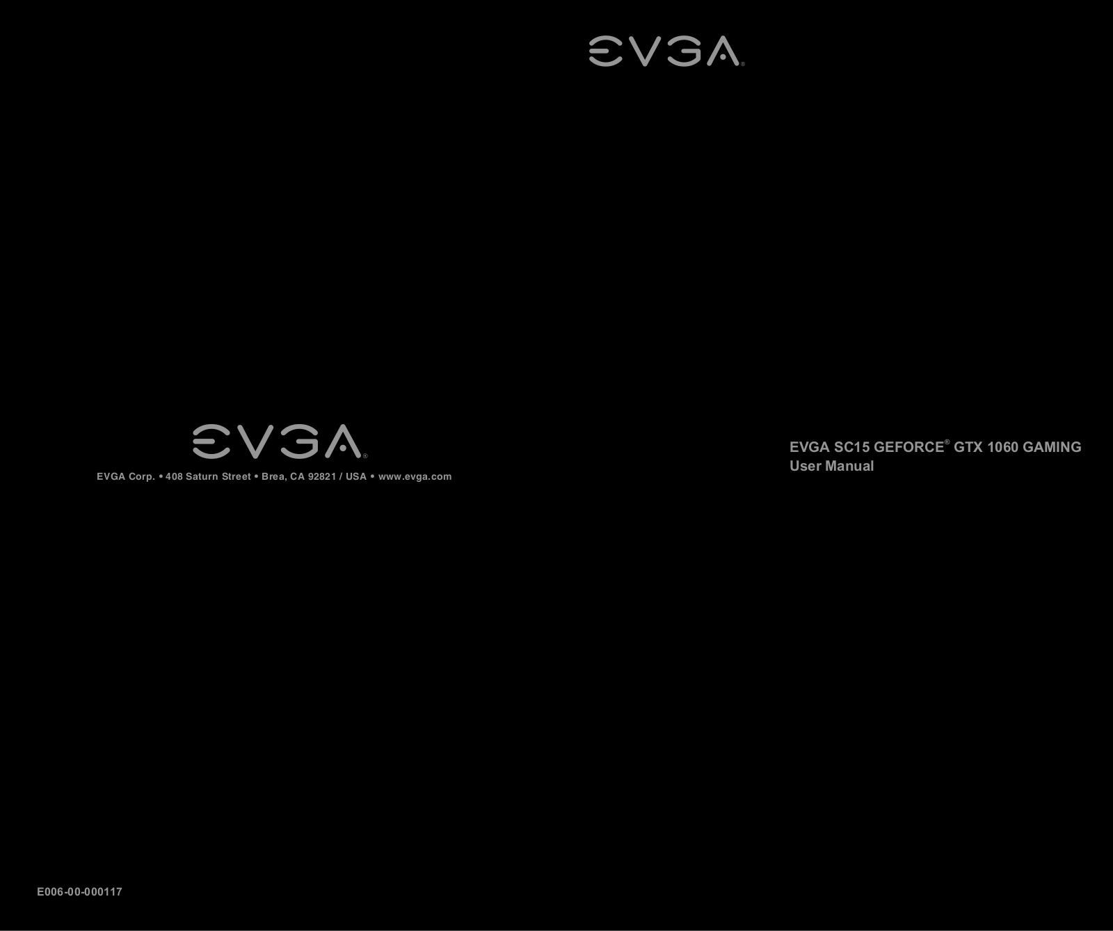 EVGA SC15 GEFORCE  GTX 1060 GAMING operation manual