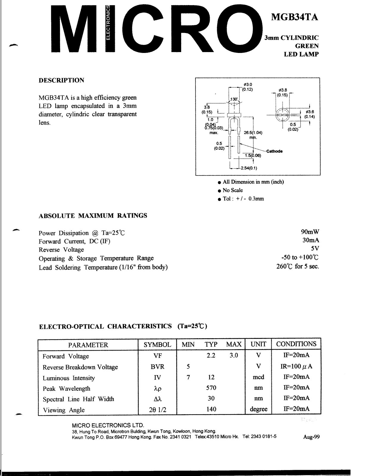 MICRO MGB34TA Datasheet