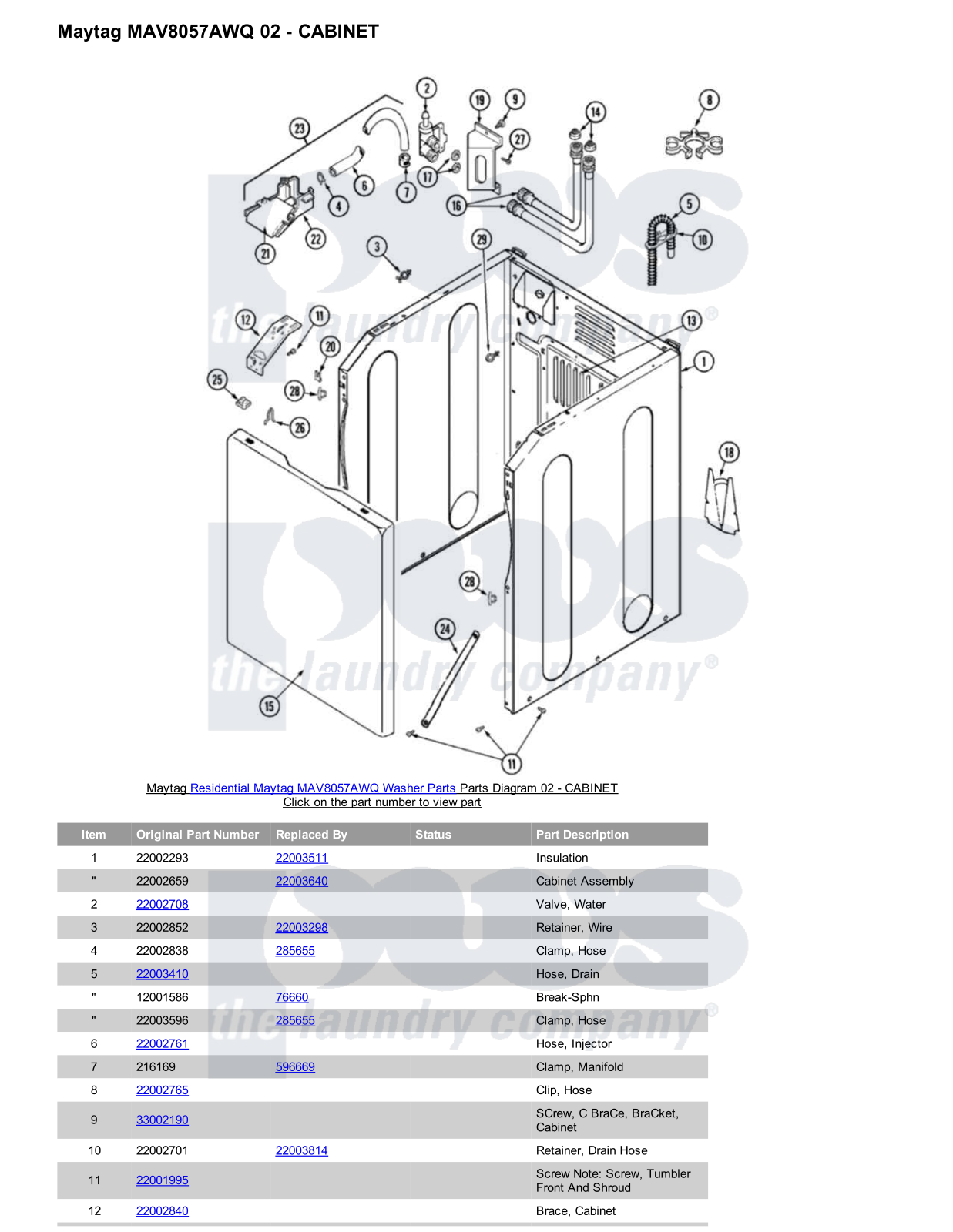 Maytag MAV8057AWQ Parts Diagram