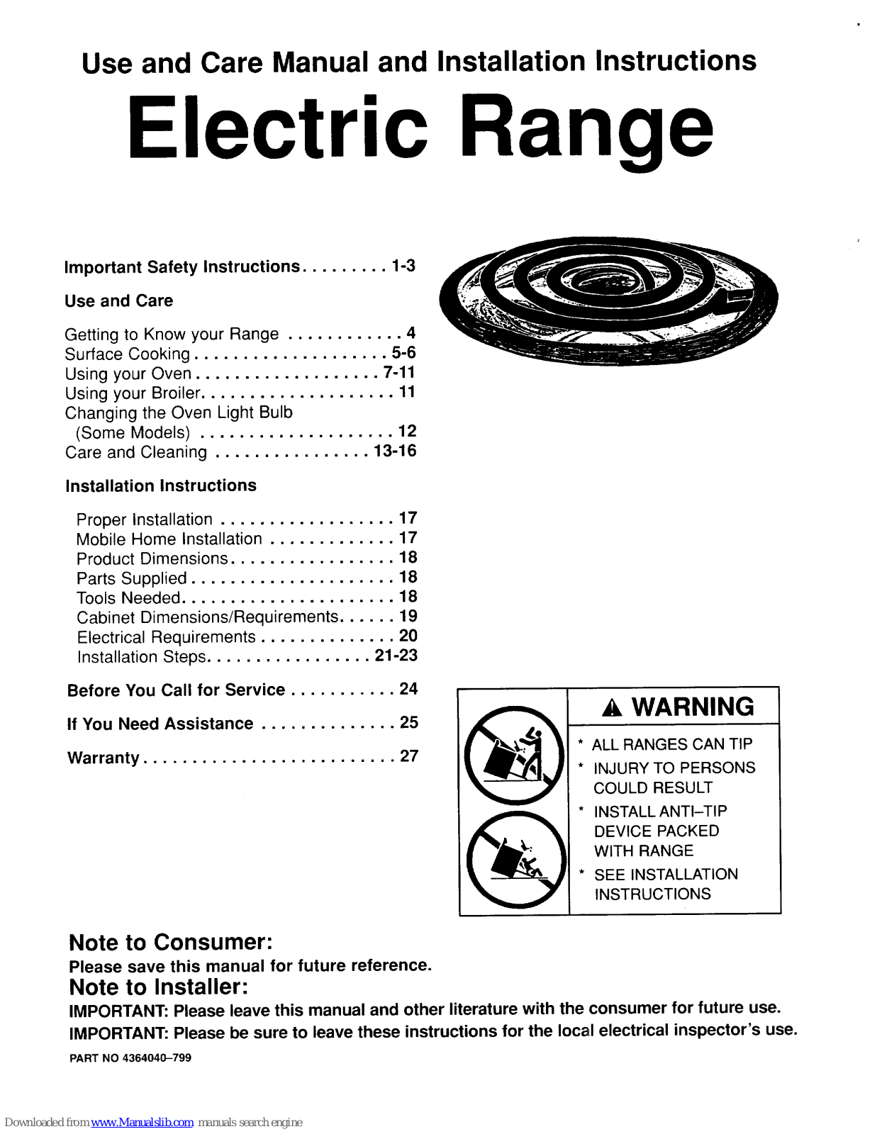 Whirlpool RF3010XE, RF3010XEW Use And Care Manual And Installation Instructions