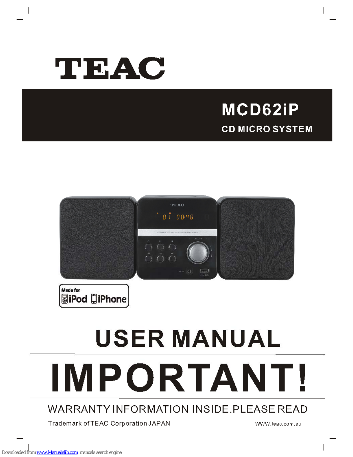 Teac MCD62iP User Manual