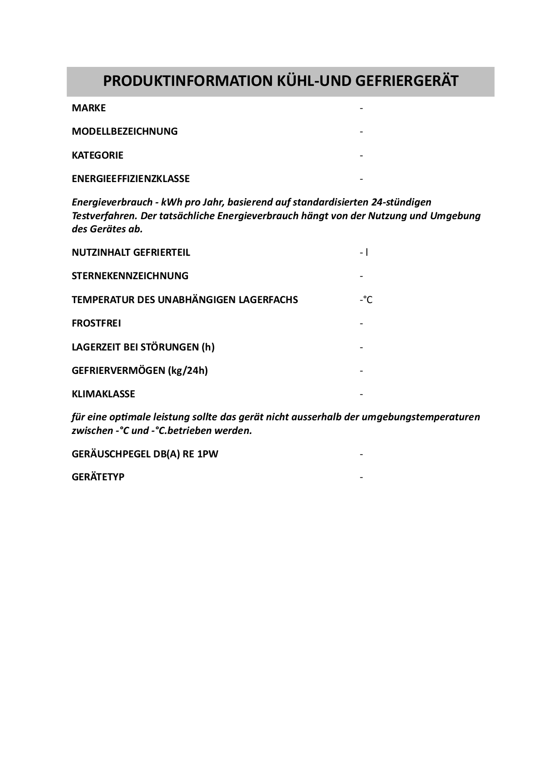 Whirlpool GK 165 A PRODUCT SHEET