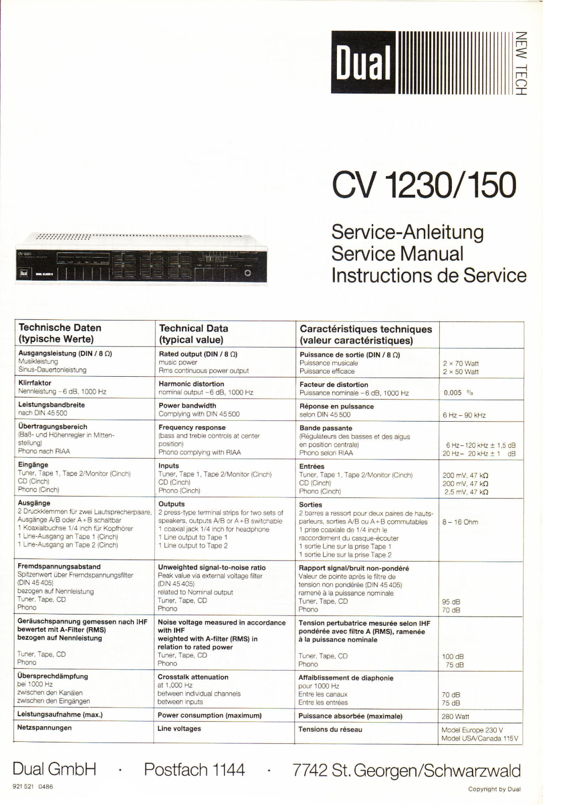 Dual CV-1230, CV-150 Service manual