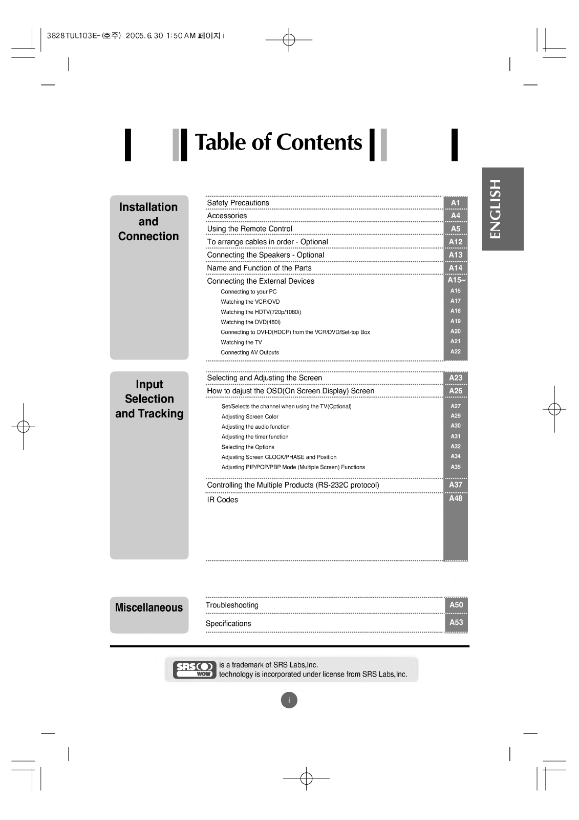 LG L3700TFK User Manual