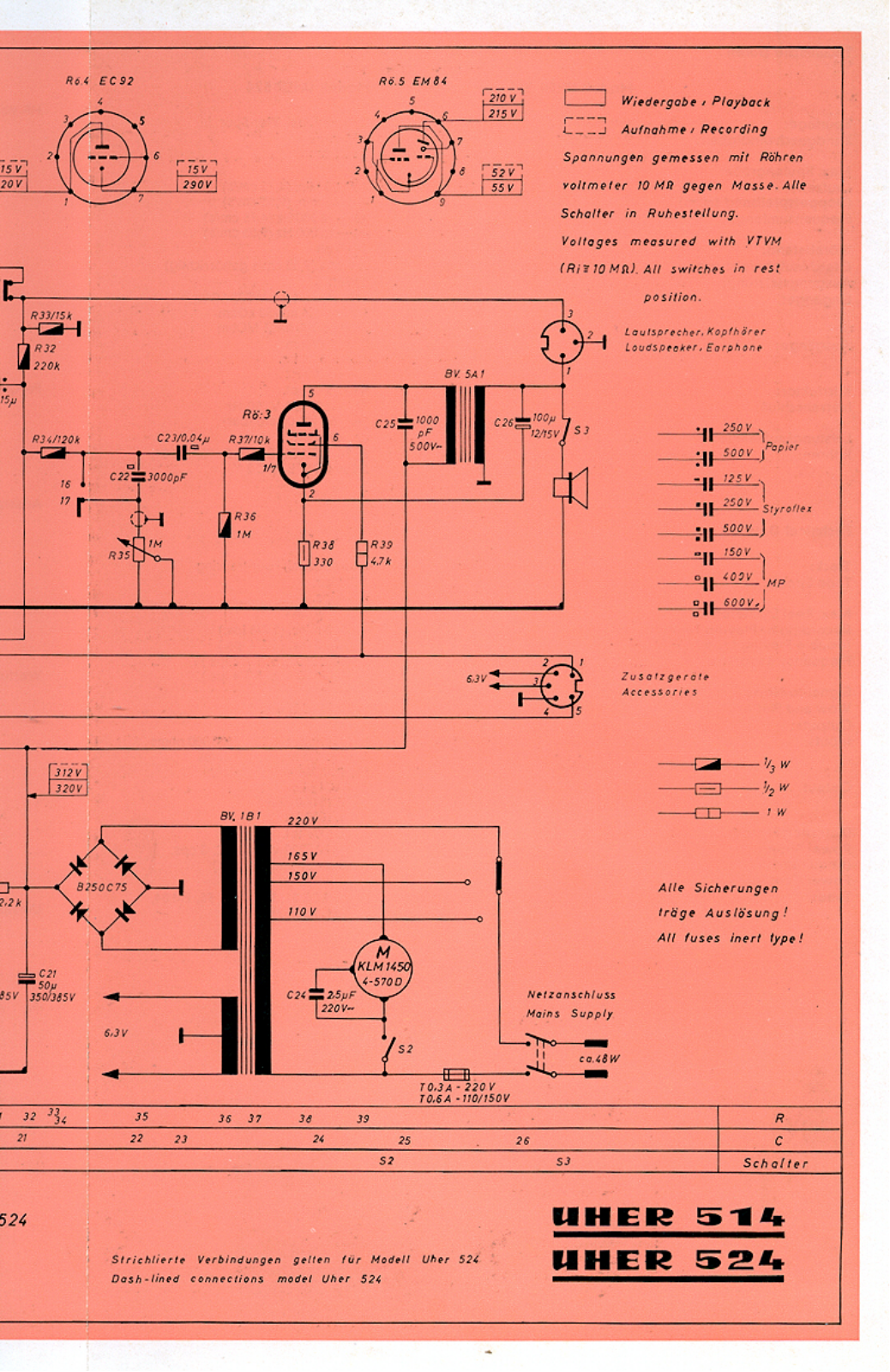 Uher 524 Schematic