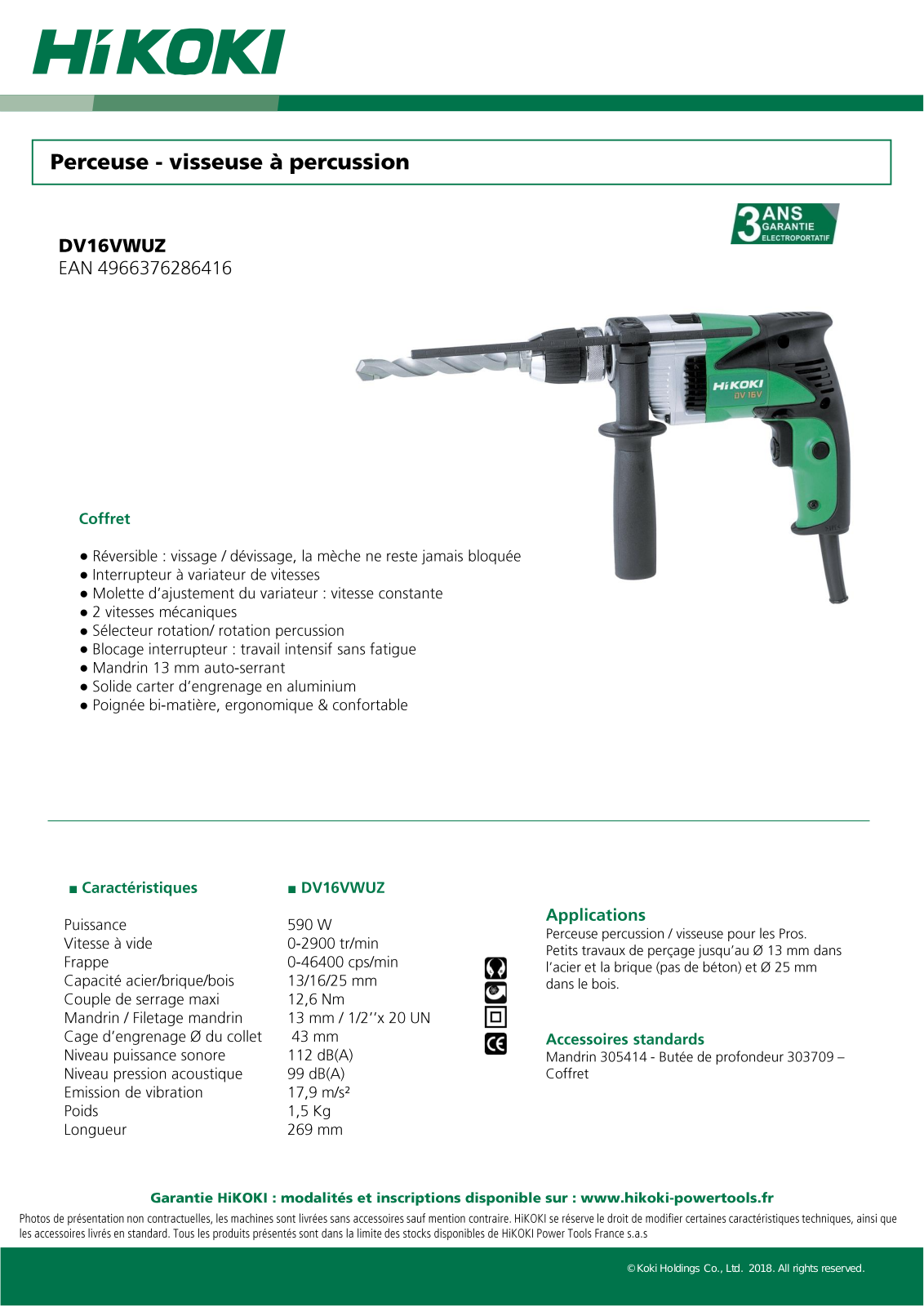 Hikoki DV16VWUZ Specification - ManualMachine.com