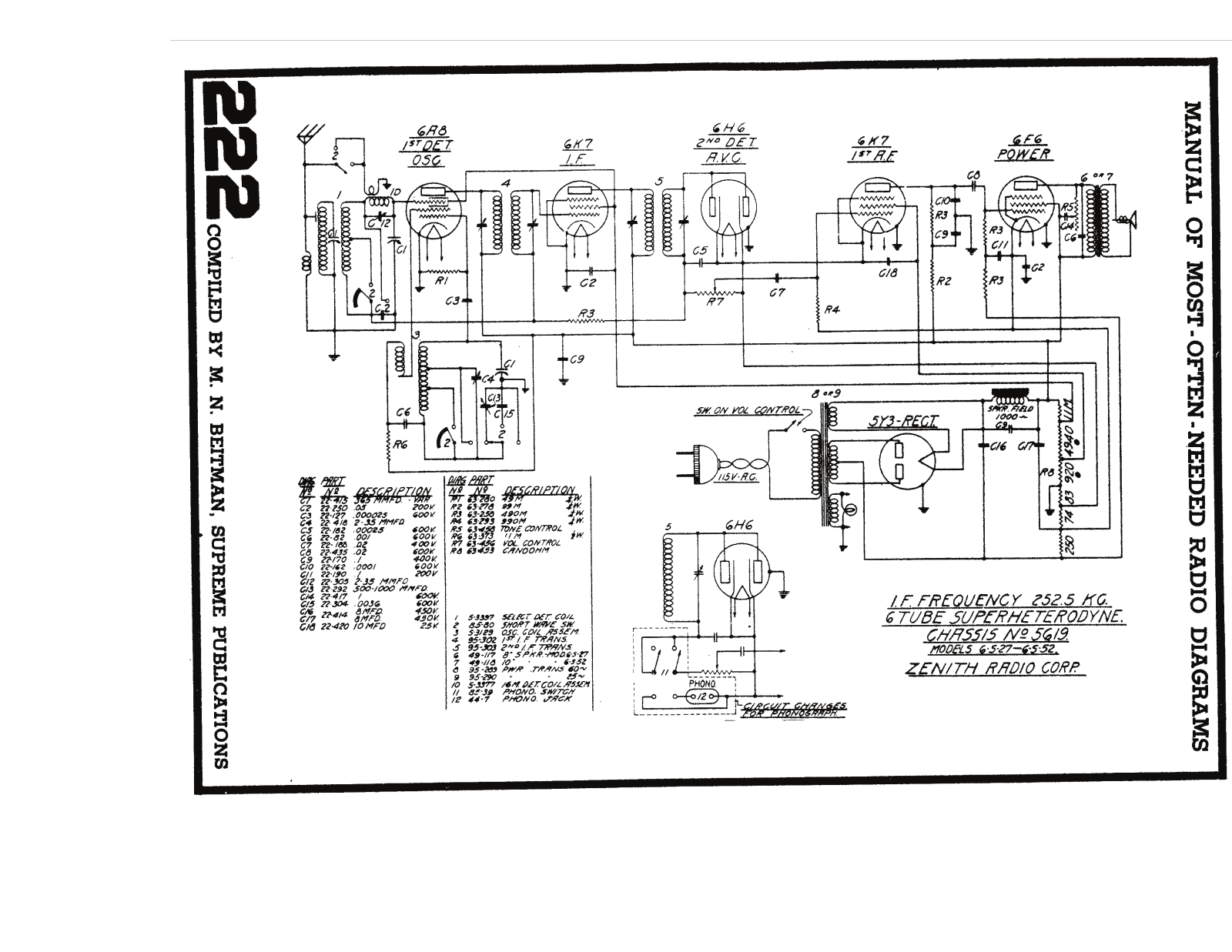 Zenith 6 s 27, 6 s 52 schematic