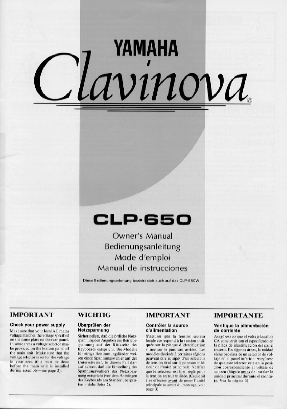 Yamaha CLP-650E, CLP-650 User Manual