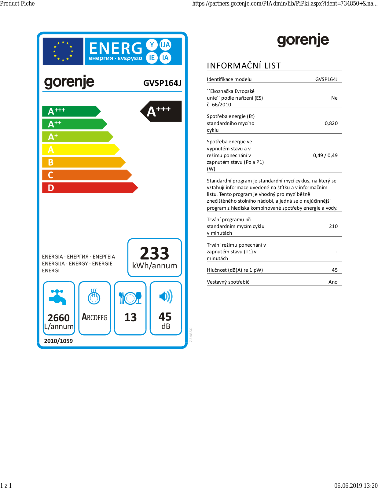 Gorenje GVSP164J User Manual