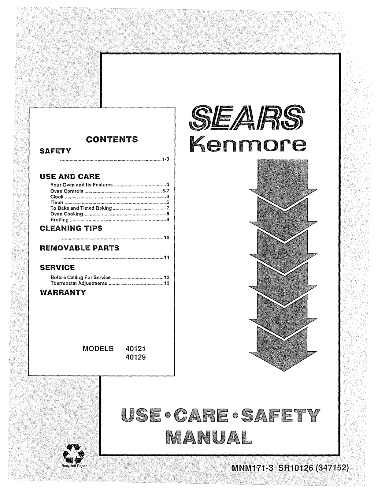 Kenmore 9114012190, 9114012191, 9114012192, 9114012991, 9114012992 Owner’s Manual