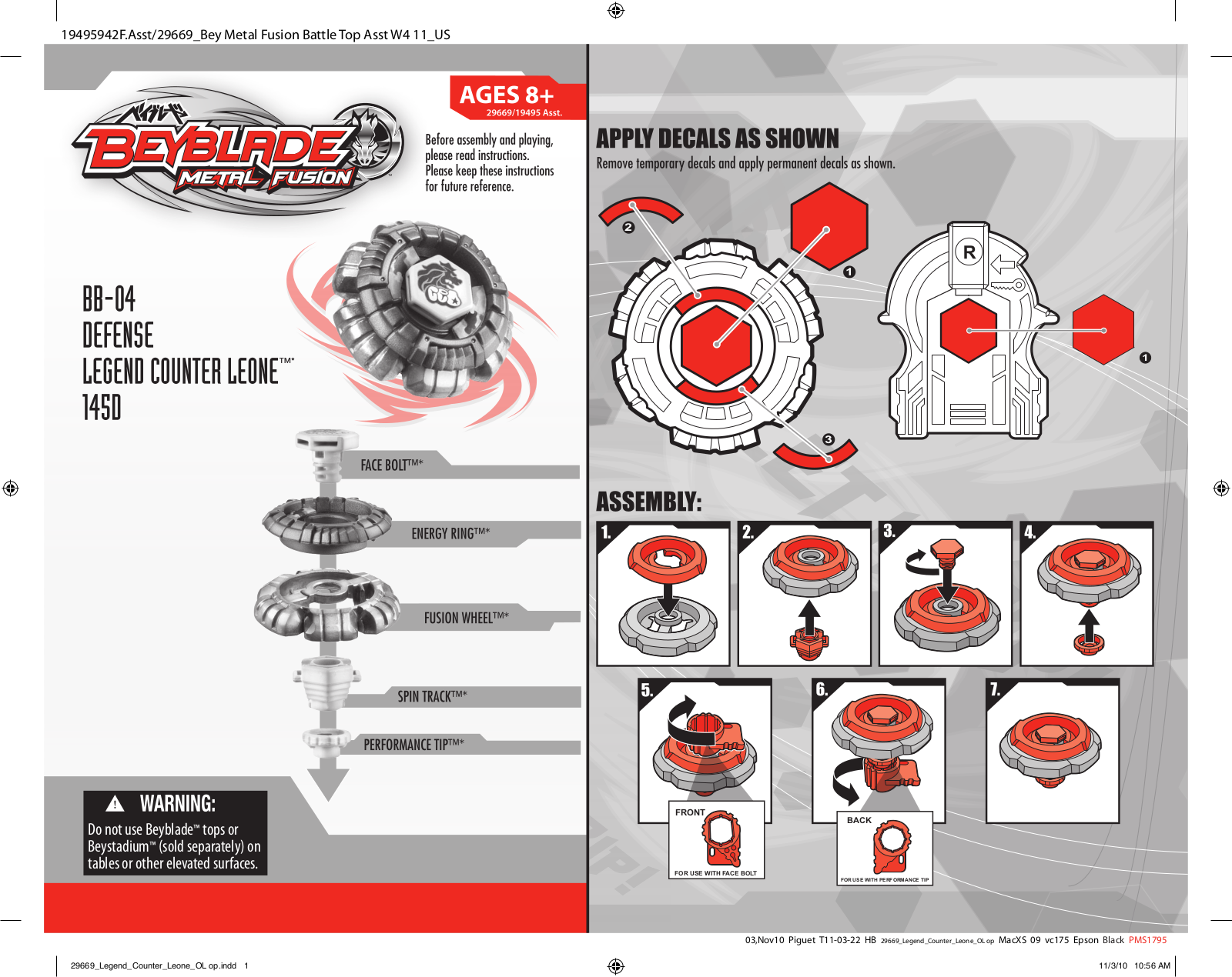 HASBRO Beyblade MF Defense Legend Counter Leon User Manual