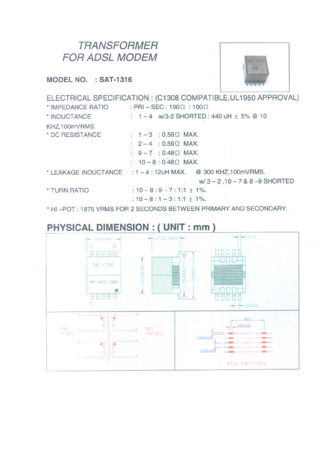 MICRO SAT-1316 Datasheet