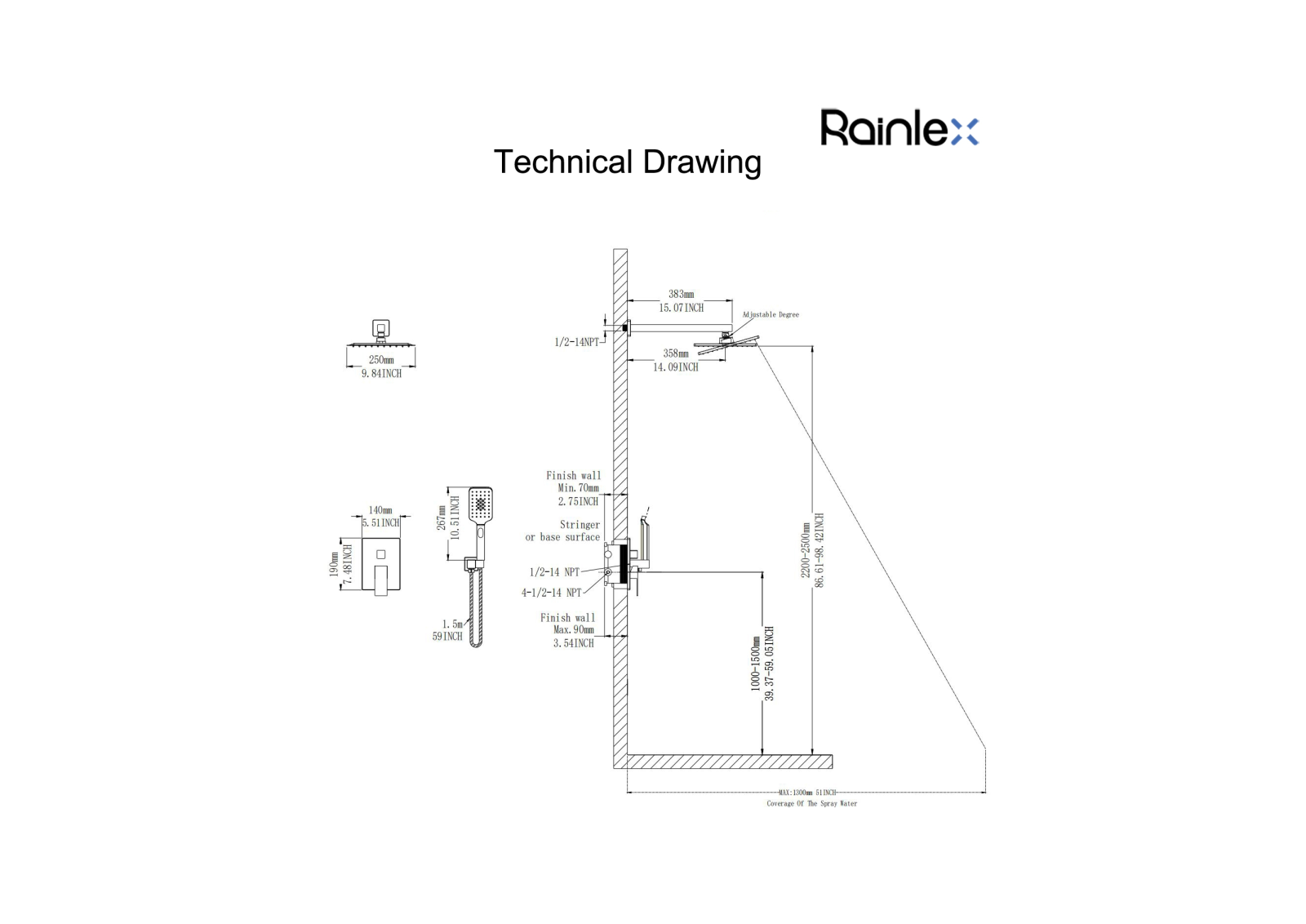 Rainlex ZKOA1001 Dimensions - ManualMachine.com