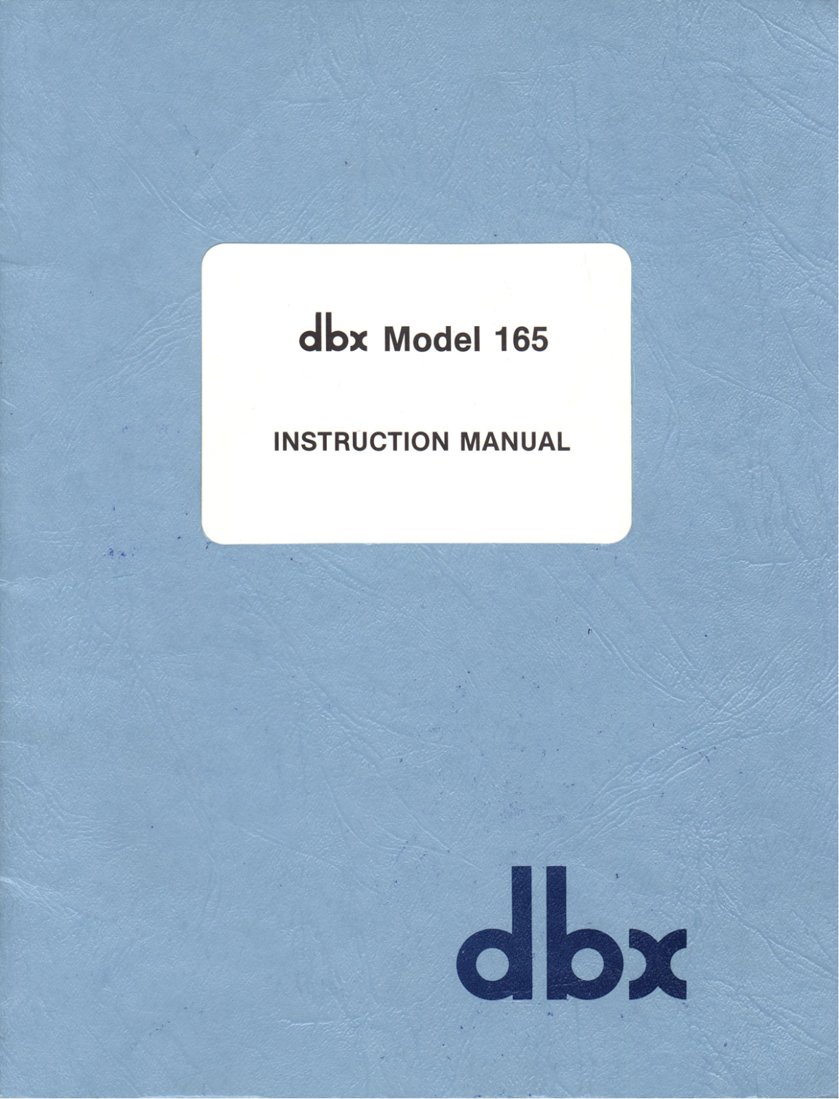 DBX 165a User Manual