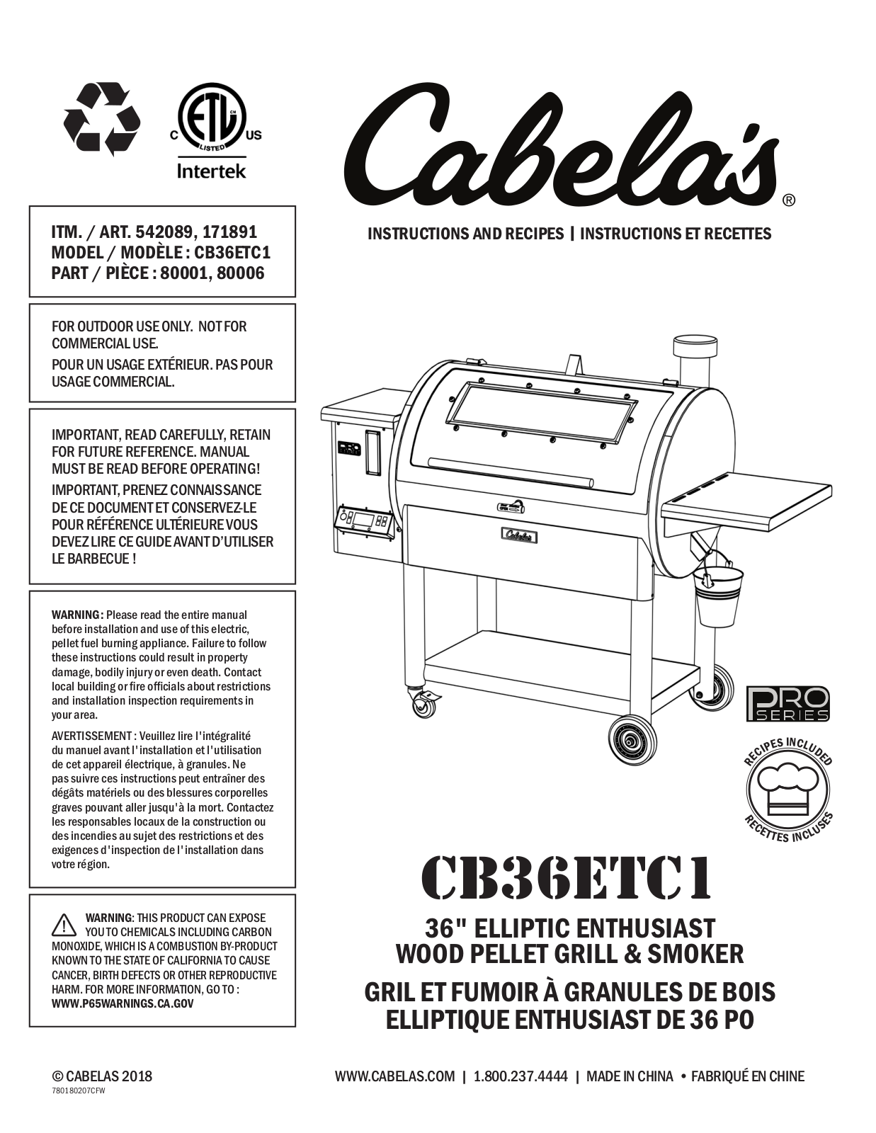 Cabela’s CB36ETC1 User Manual