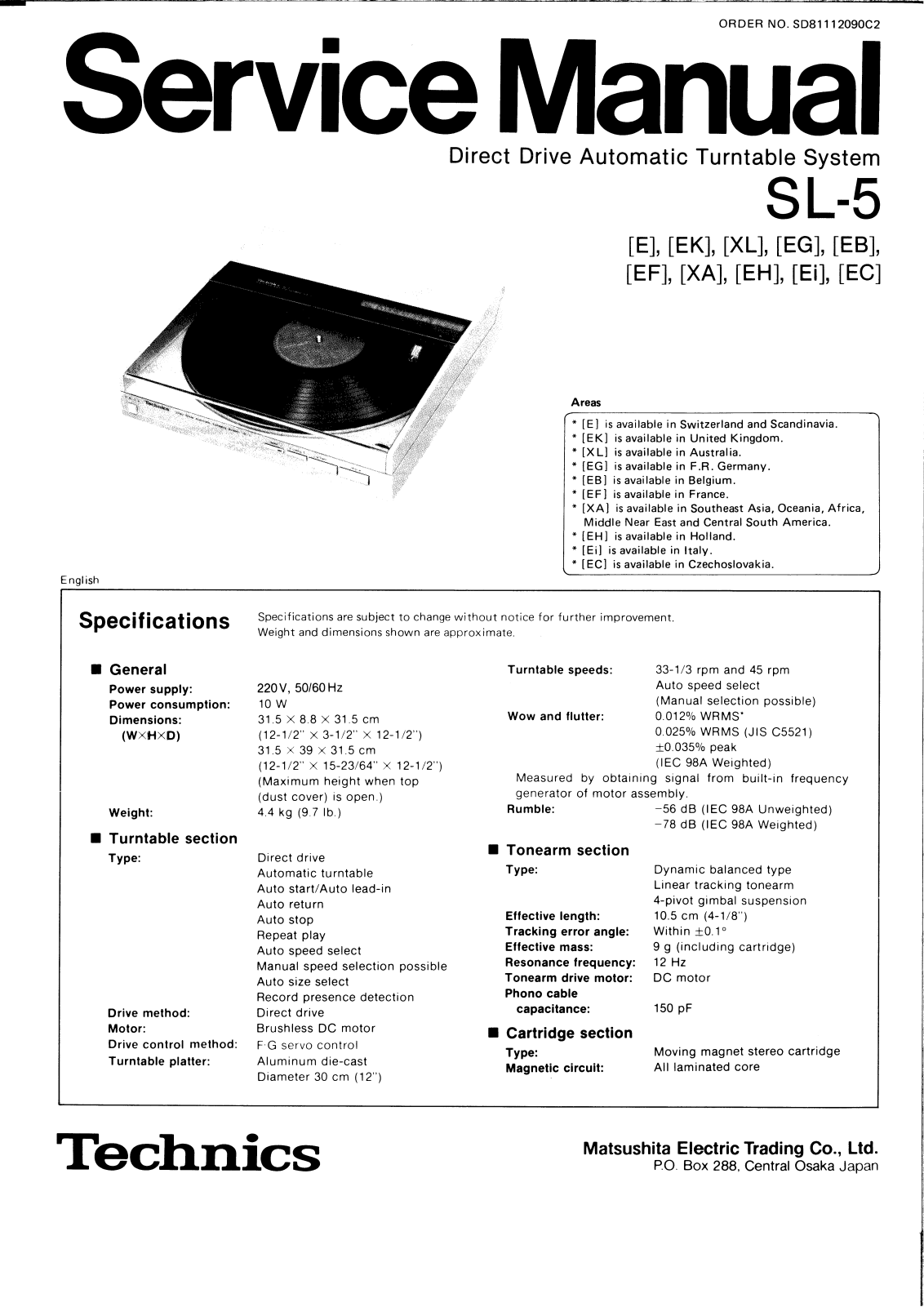 Technics SL-5 Service Manual