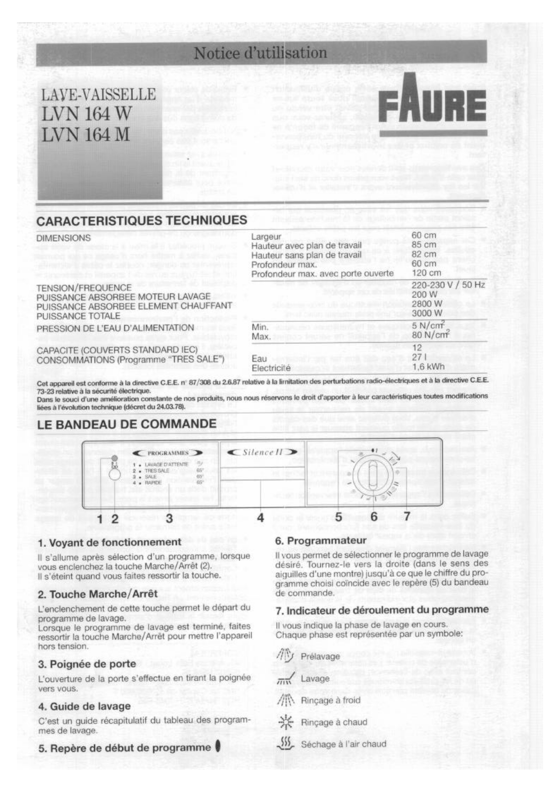 FAURE LVN164M User Manual