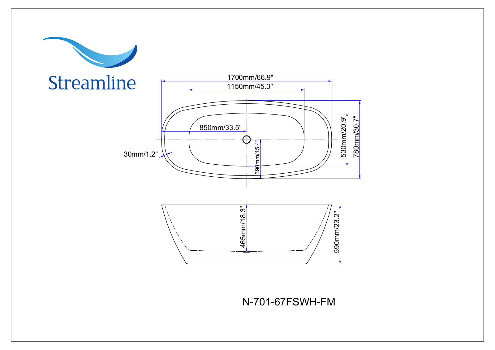 Streamline Bath SLBH1994 Dimensions - ManualMachine.com