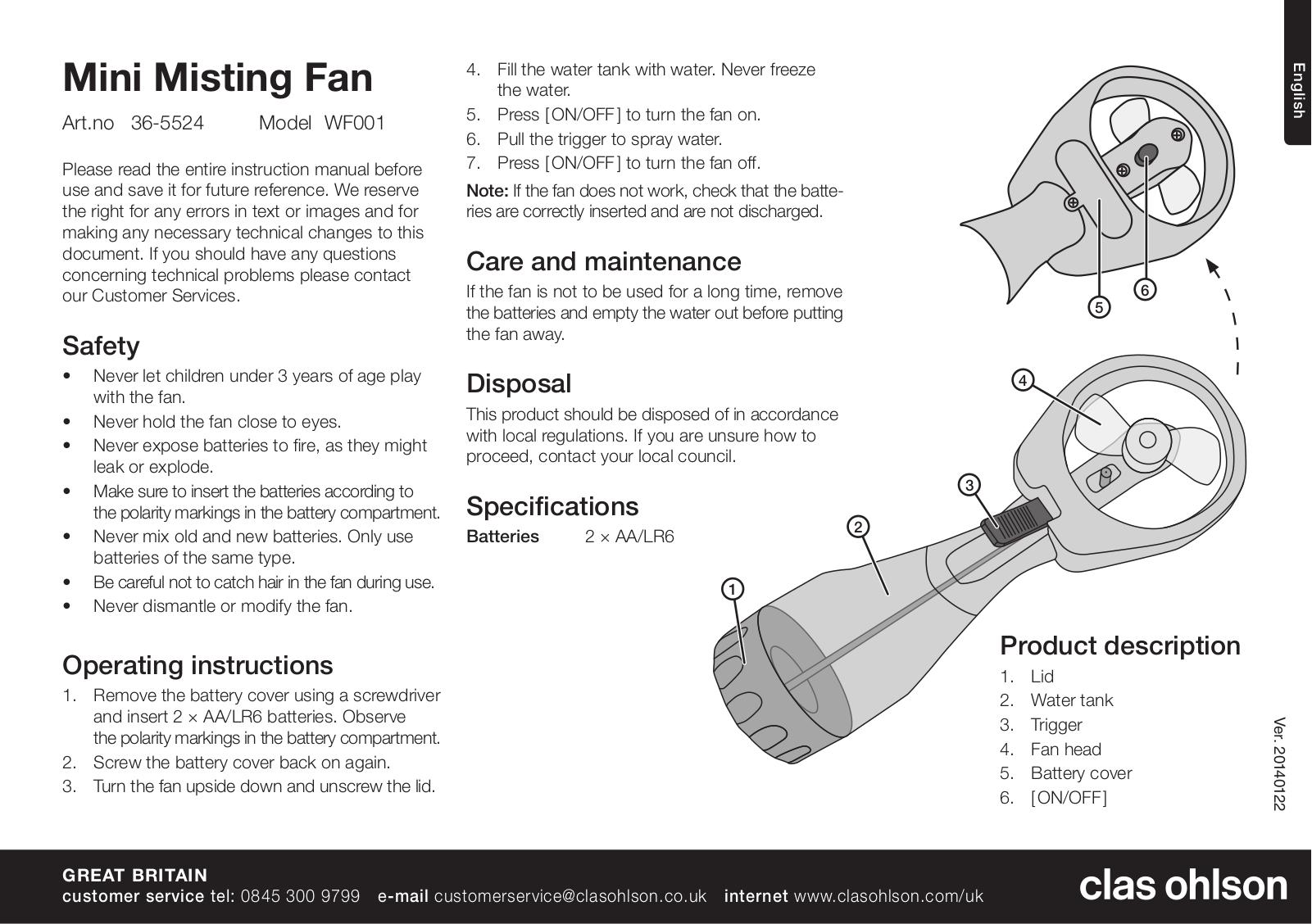 Clas Ohlson WF001 Instruction Manual