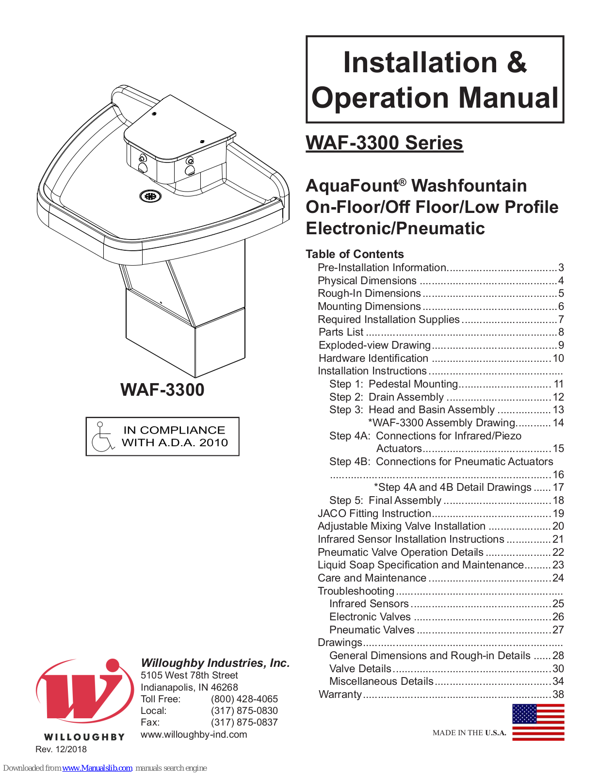 Willoughby WAF-3300 Installation & Operation Manual