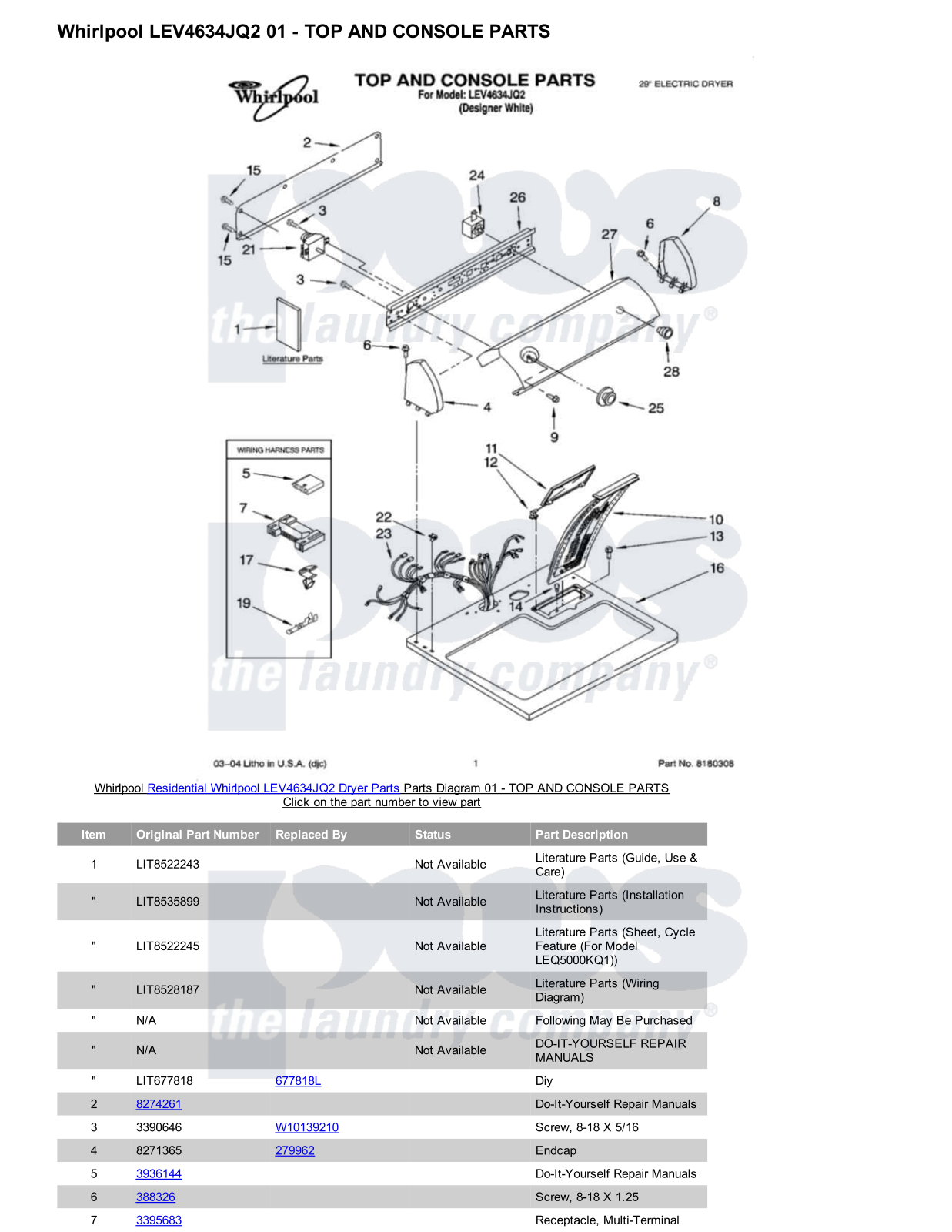 Whirlpool LEV4634JQ2 Parts Diagram