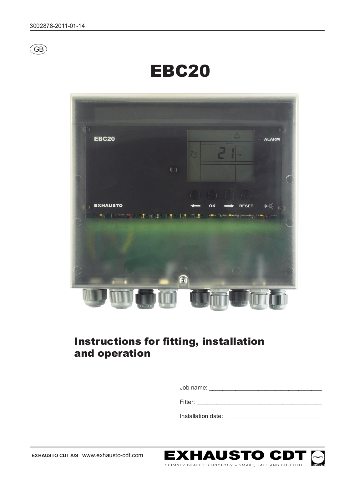 Exhausto EBC20 Instructions for fitting, installation and operation