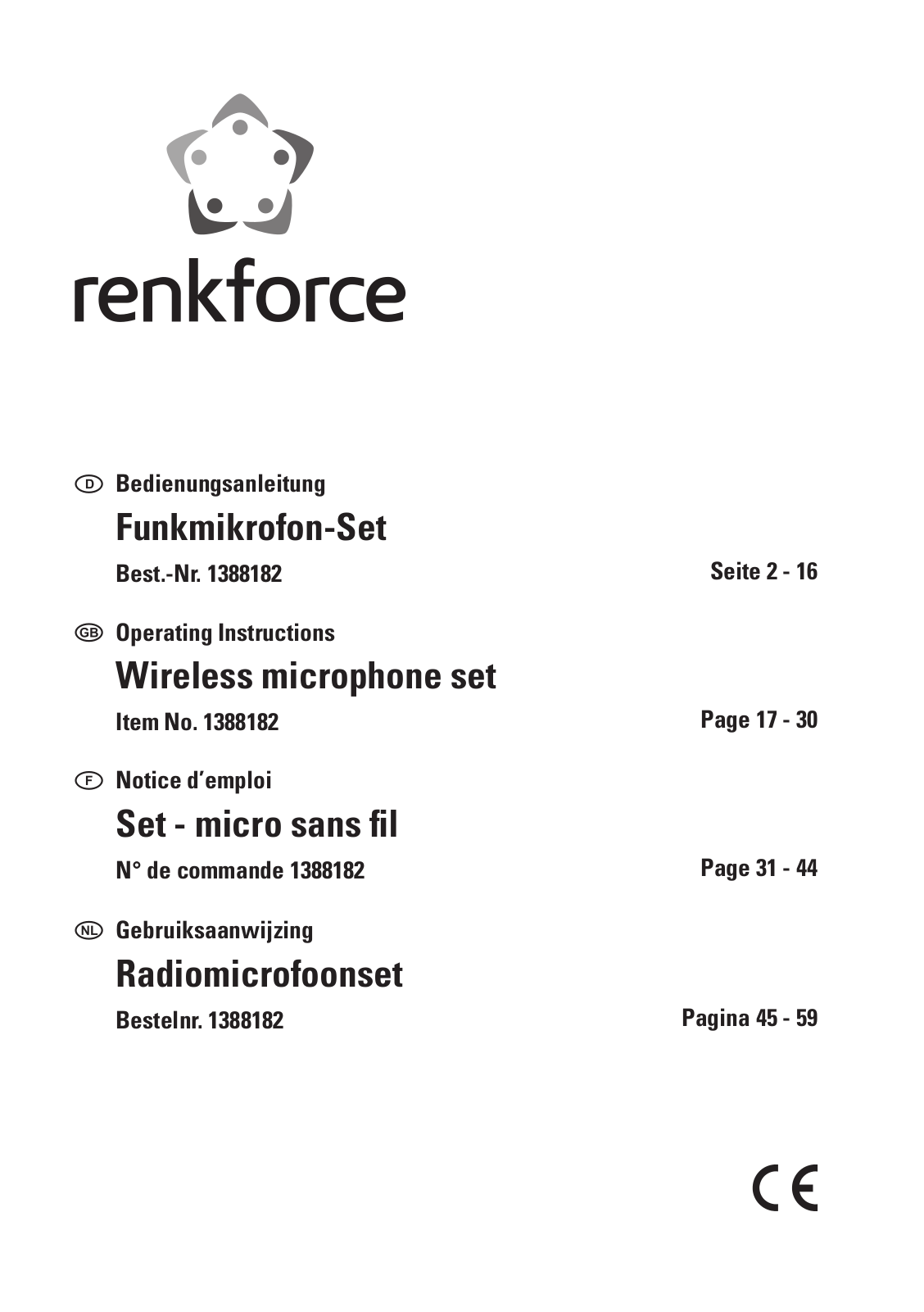 Renkforce 1388182 Operating Instructions